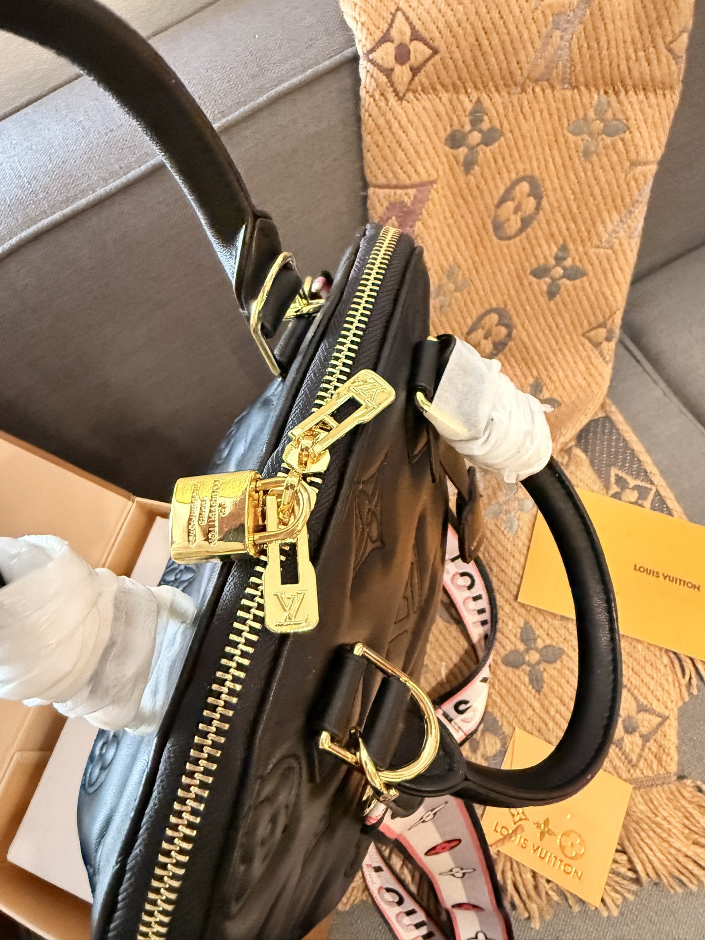 LV alma bb bubblegram shoulder bag