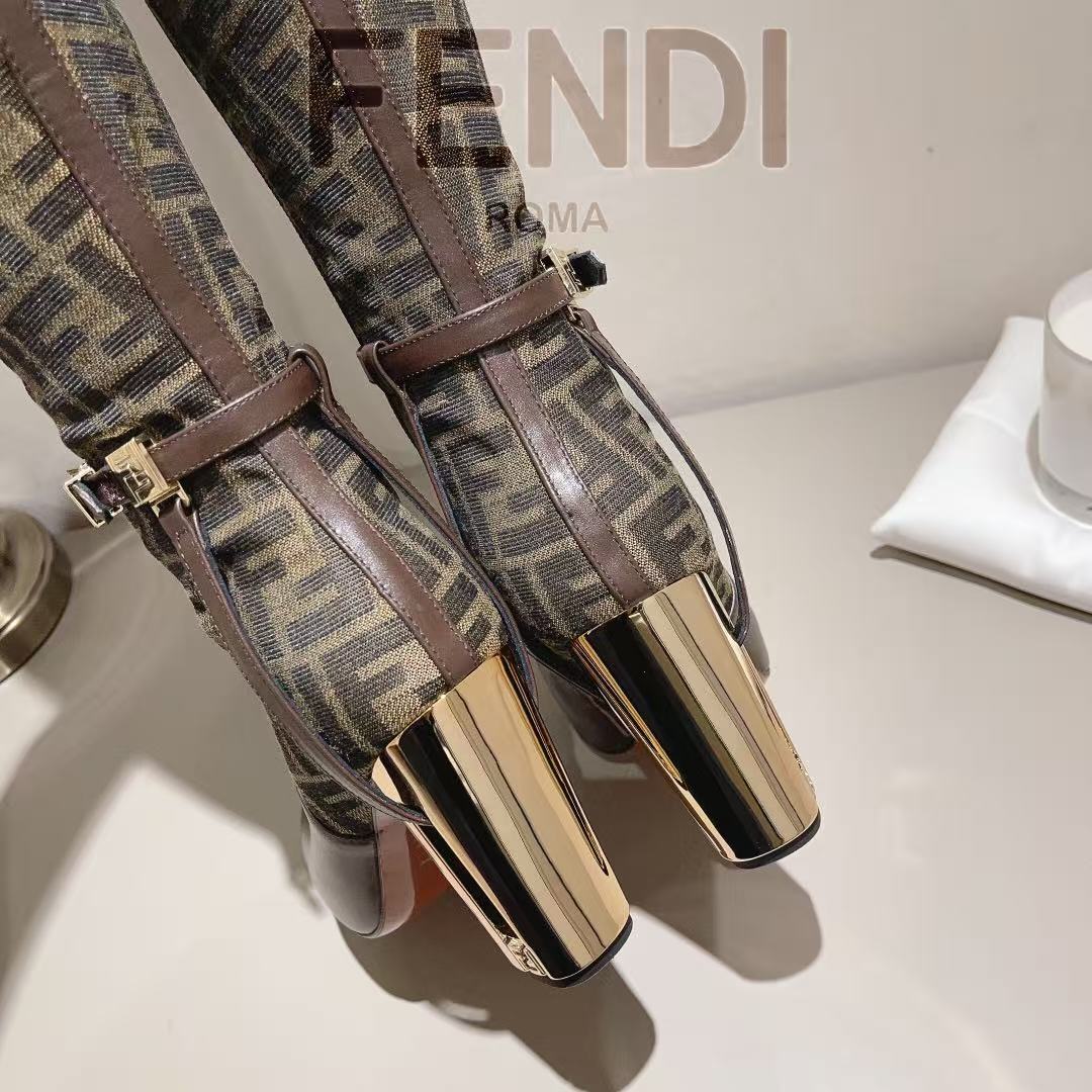 Fendi Delfina leather high-heeled boots