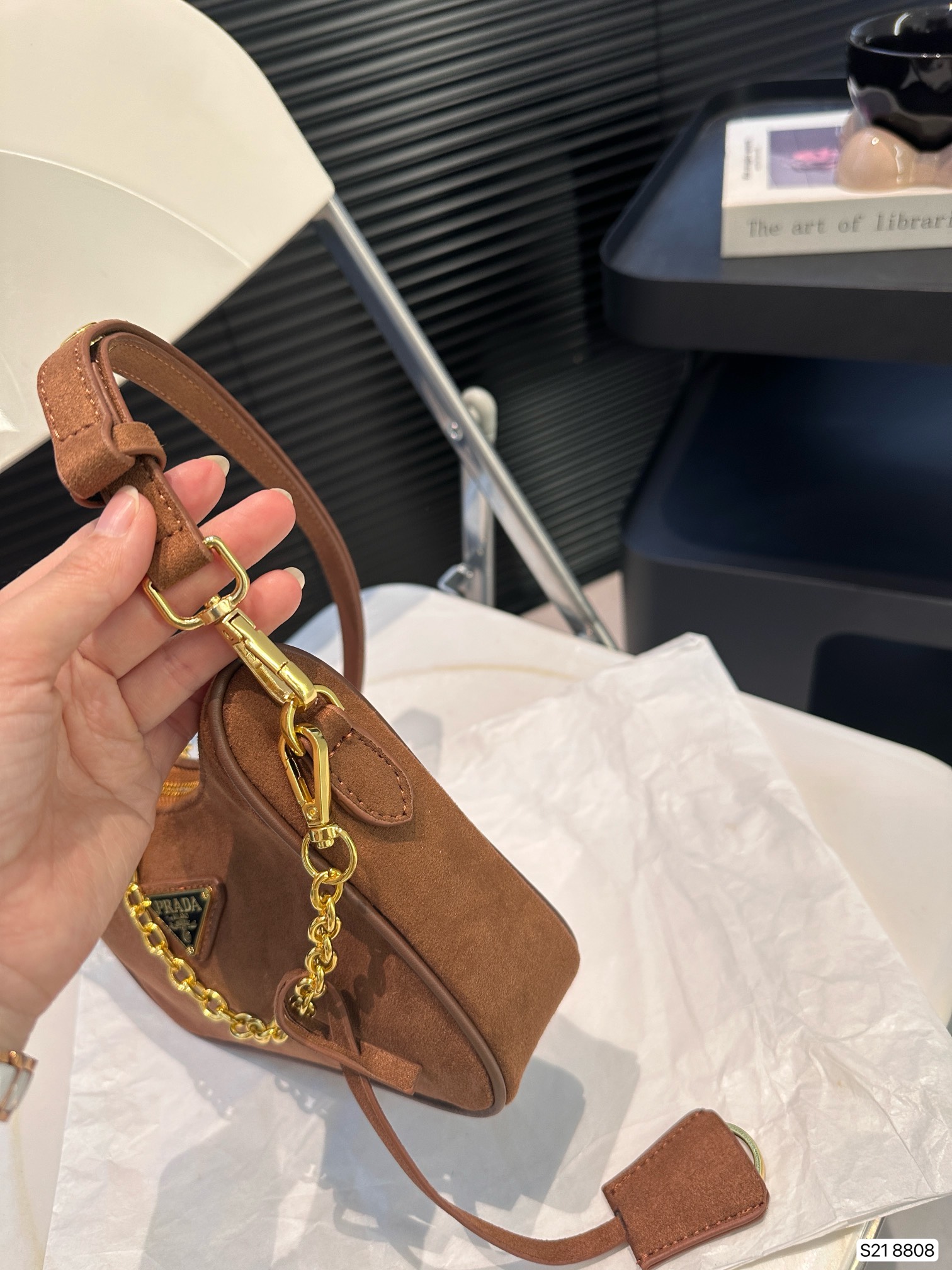 Prada hobo chain bag suede crossbody bag