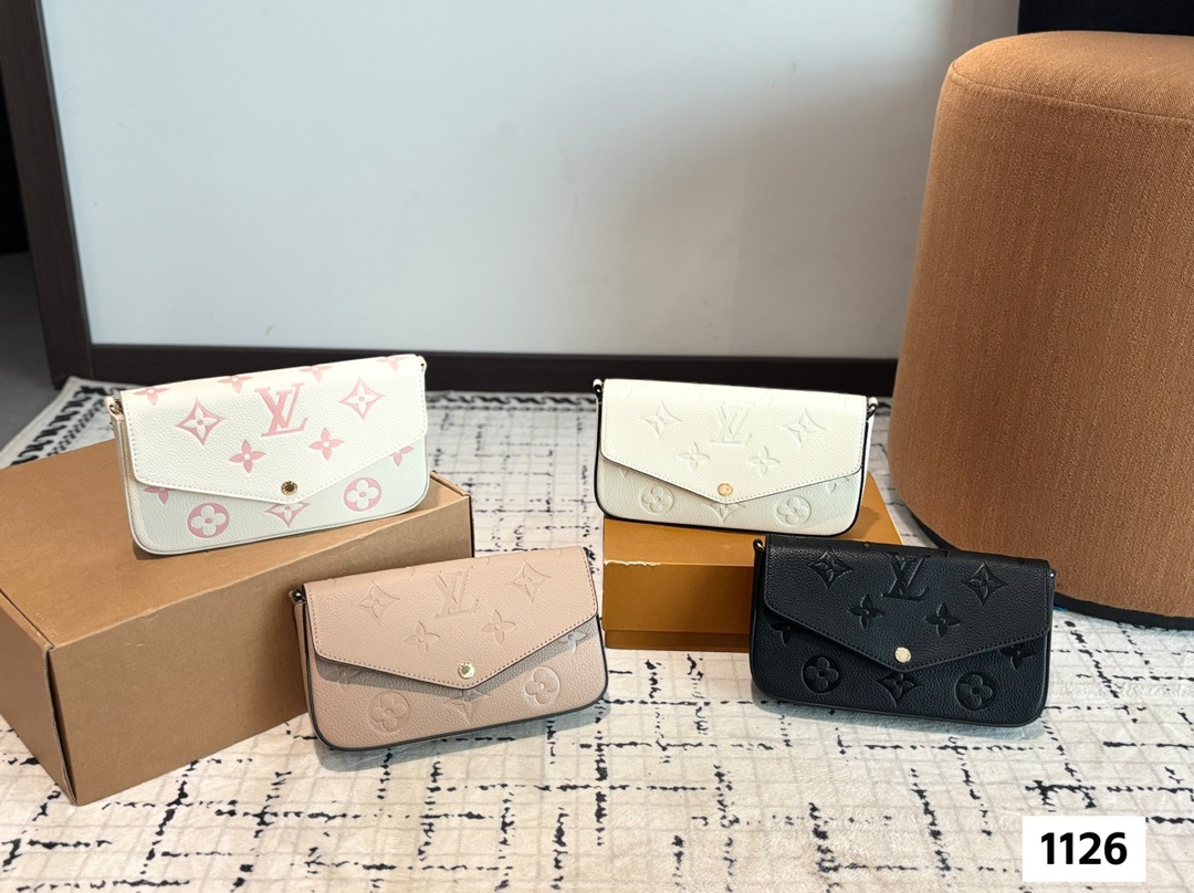 LV metal chain bag three piece set bag