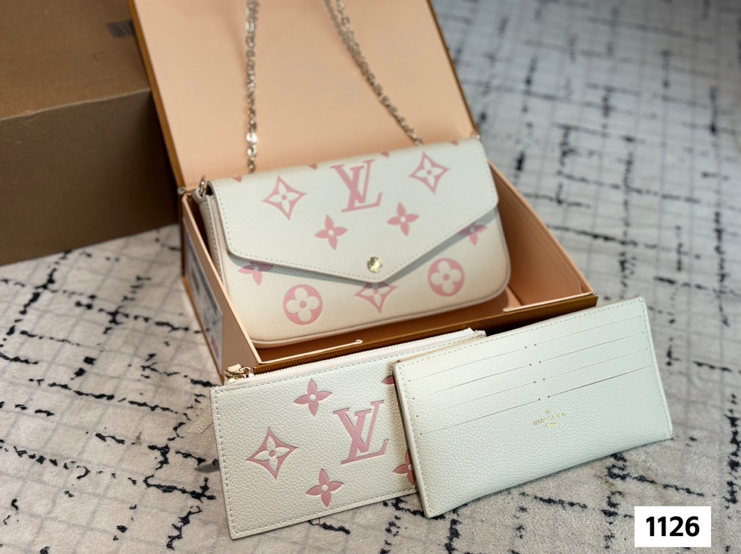 LV metal chain bag three piece set bag