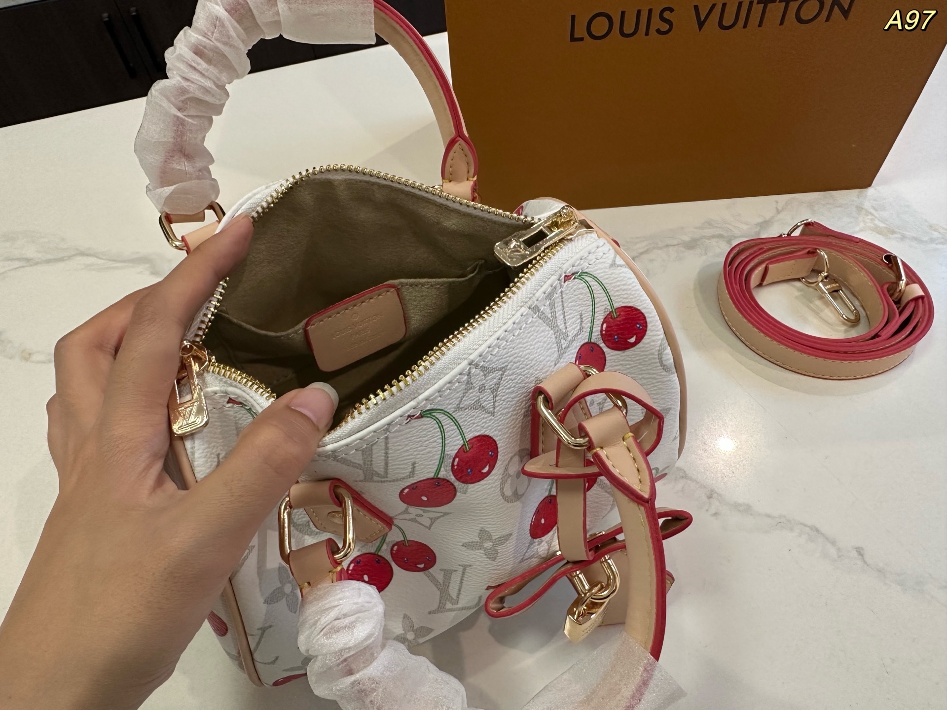 LV speedy Boston cherry series pillow bag