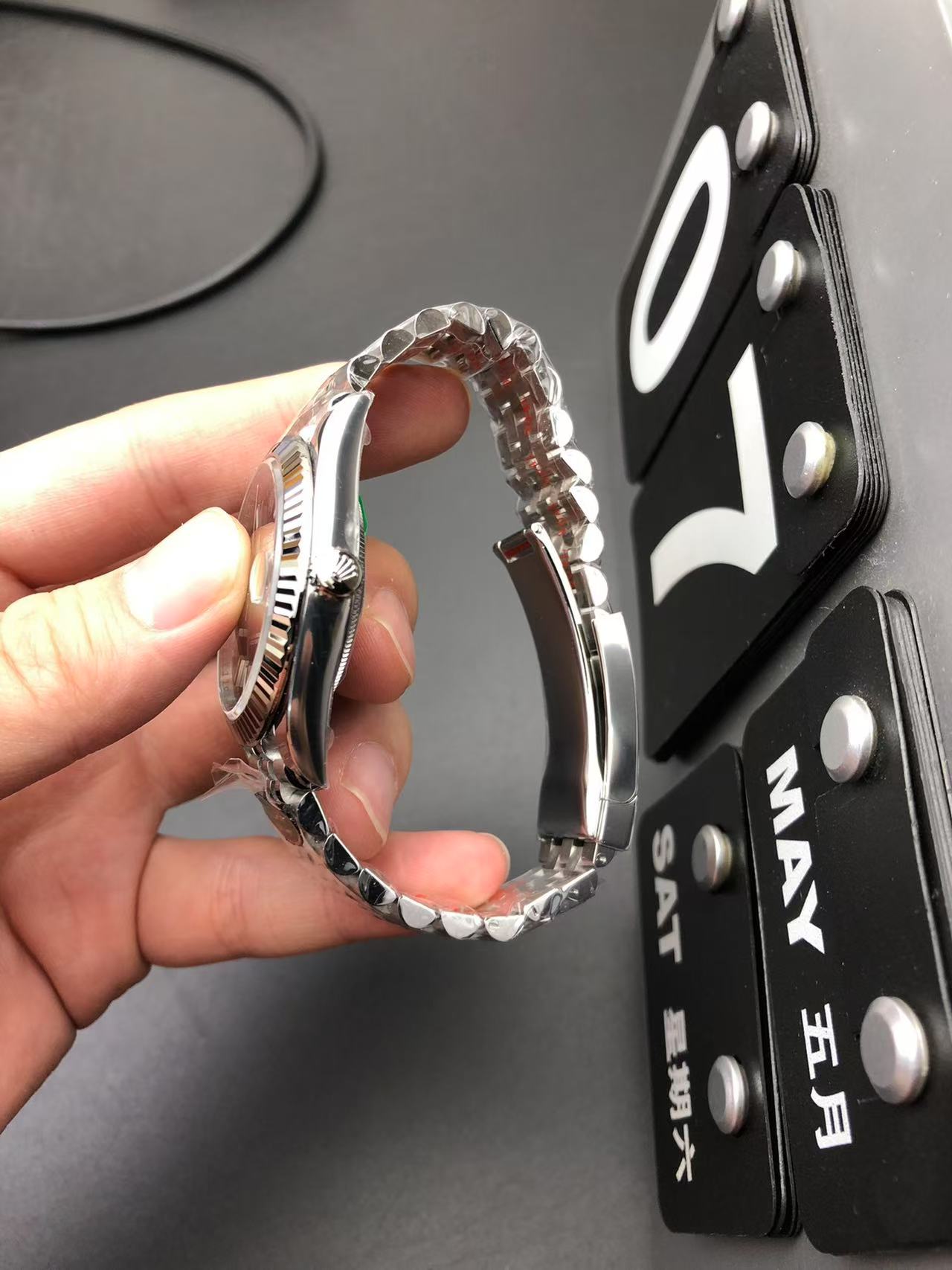 Rolex Datejust black dial watch