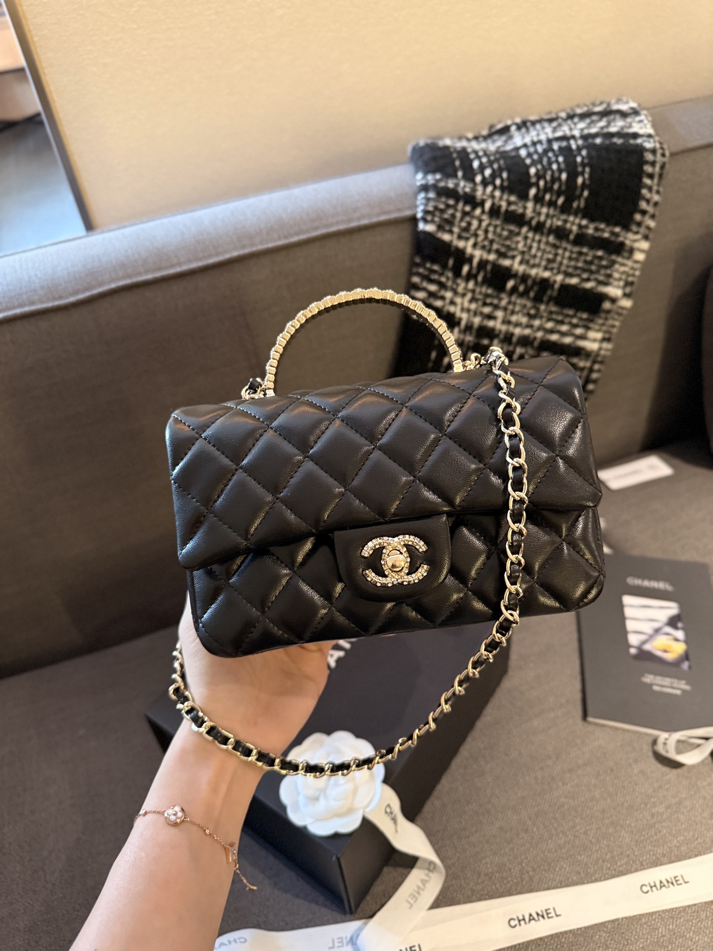 Chanel 24c rhinestone handle diamond bag