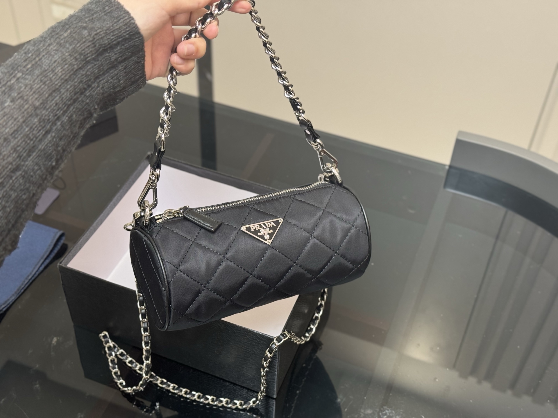 Prada 25ss round barrel bag