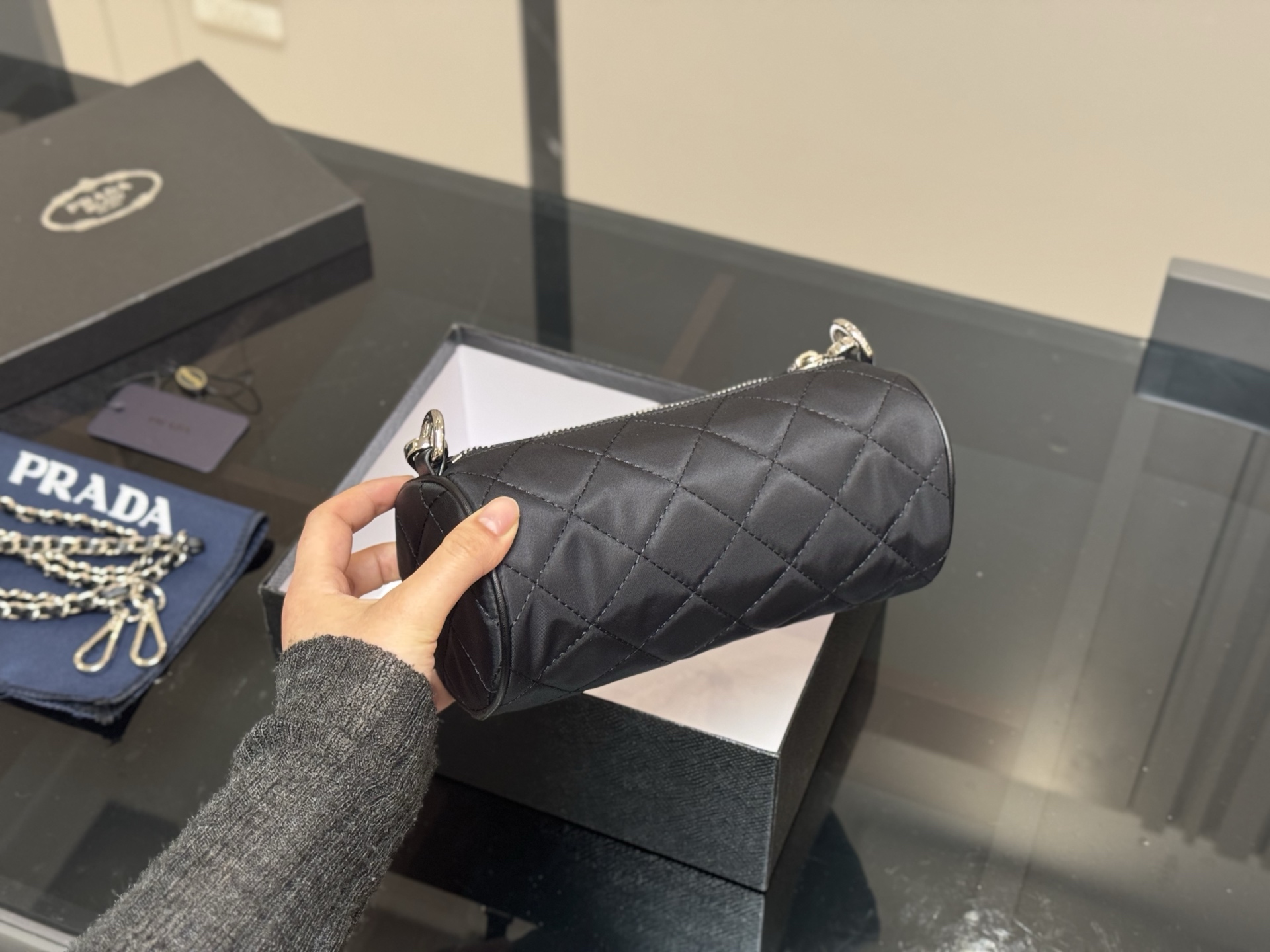 Prada 25ss round barrel bag