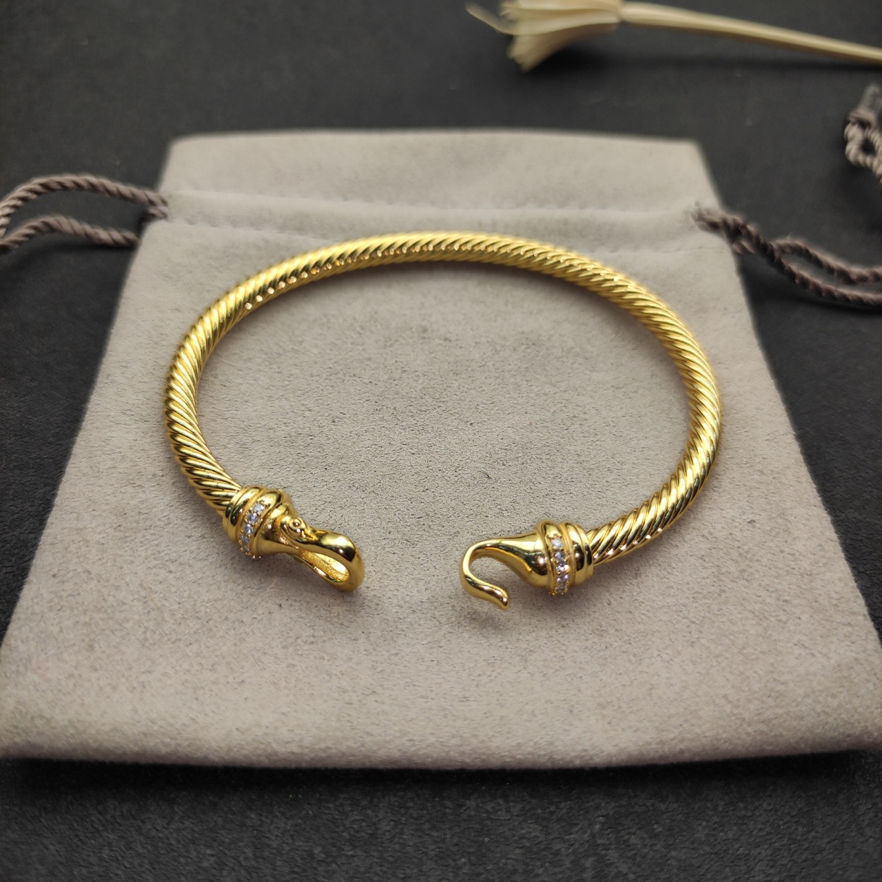 David Yurman  gold-tone diamond hook bracelet