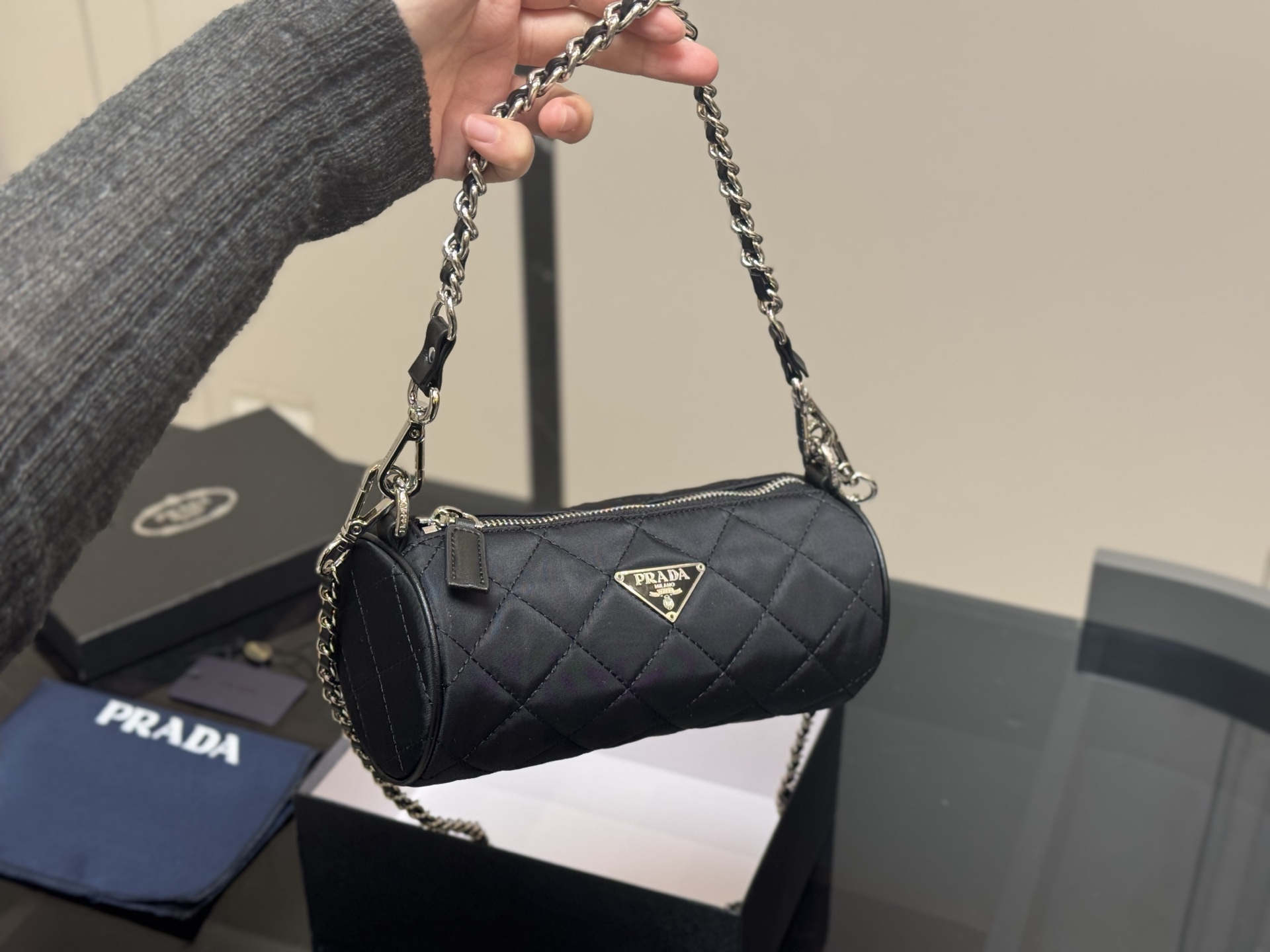 Prada 25ss round barrel bag