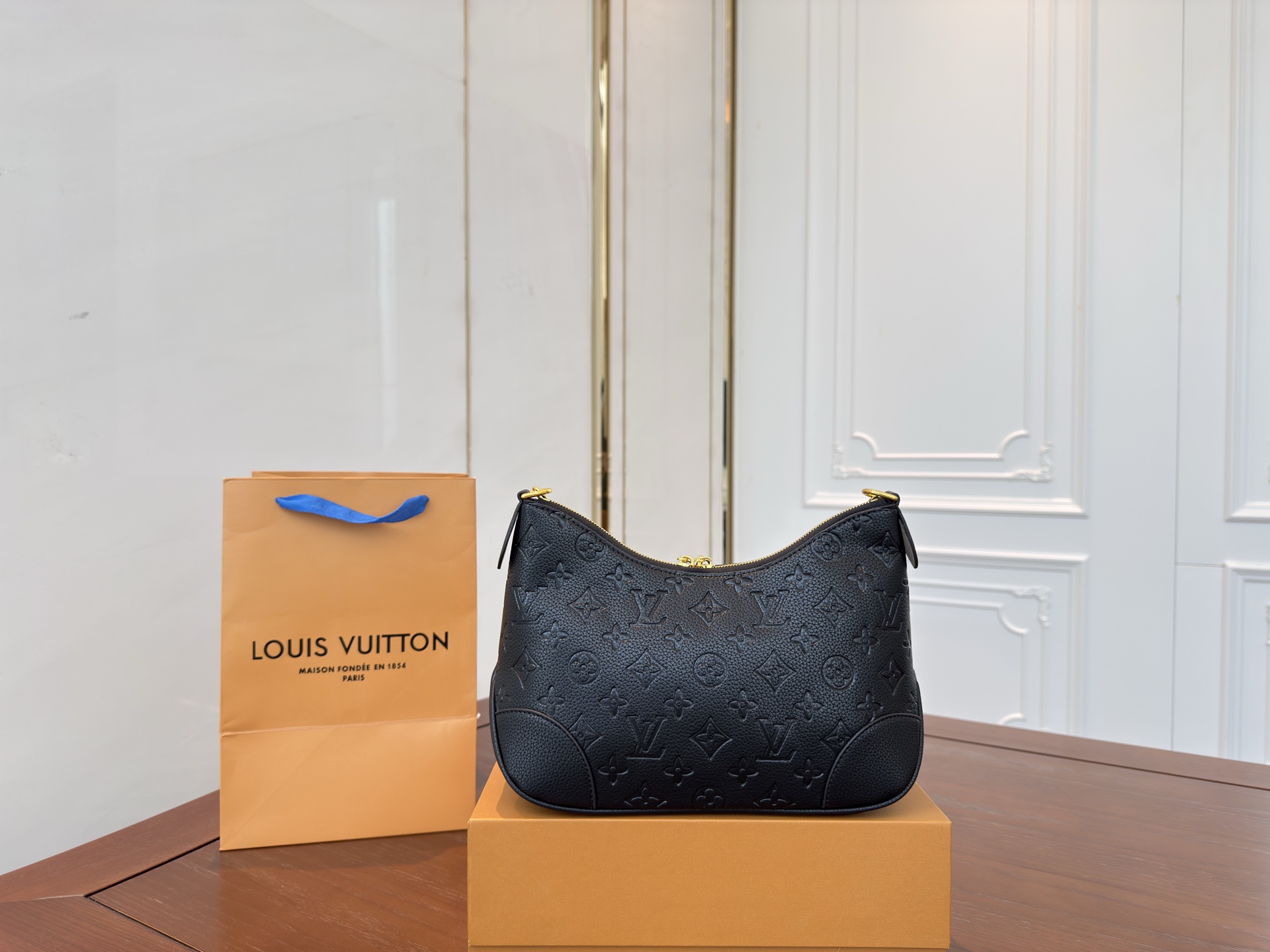 Lv embossed croissant shoulder crossbody underarm bag