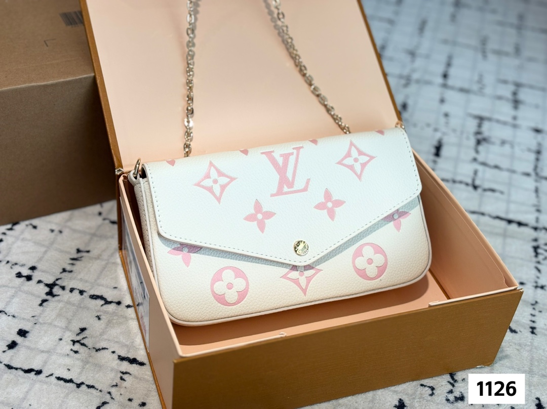 LV metal chain bag three piece set bag