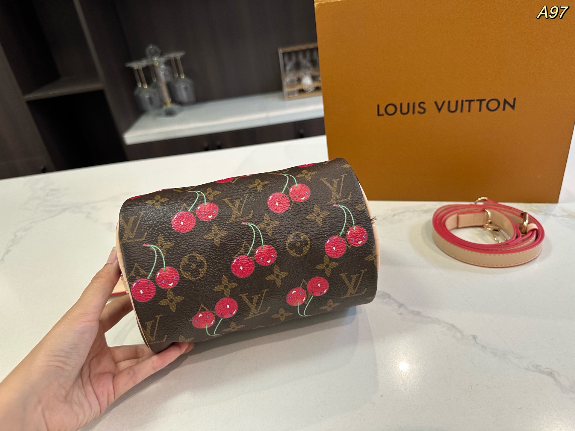 LV speedy Boston cherry series pillow bag