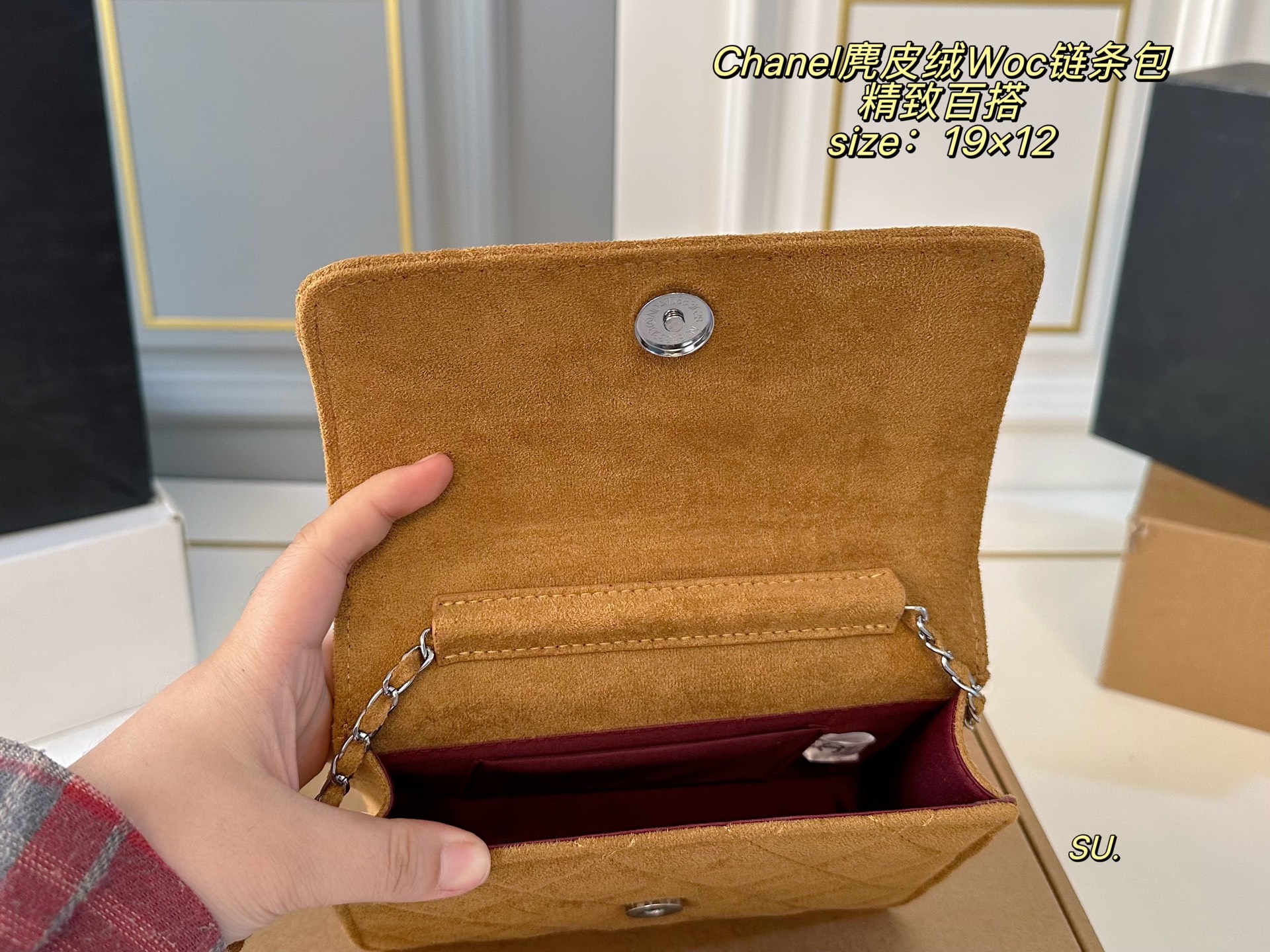 CHANEL Suede WOC Chain shoulder Bag