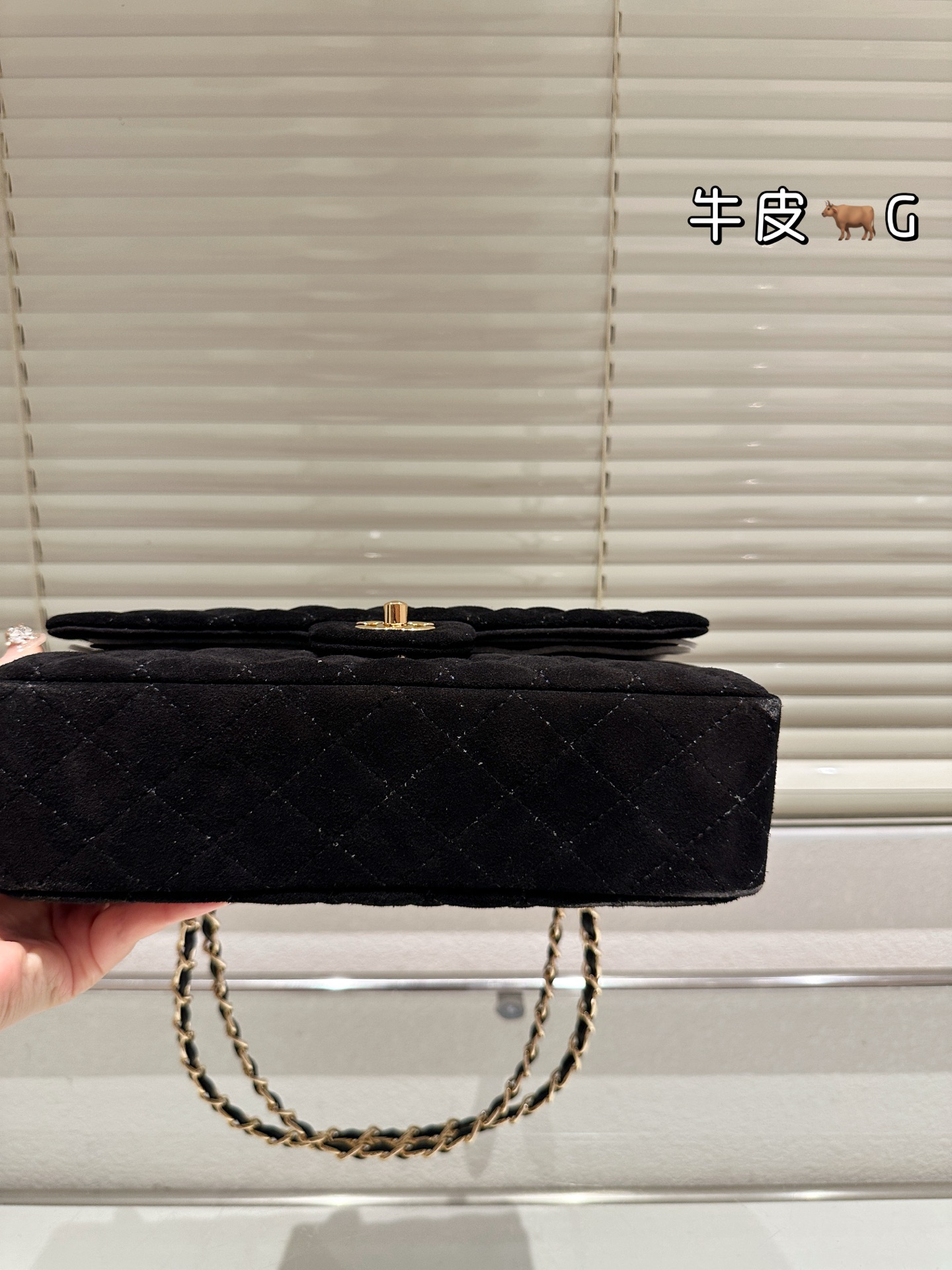 CHANEL Leather Fur CF Metal Handle shoulder bag
