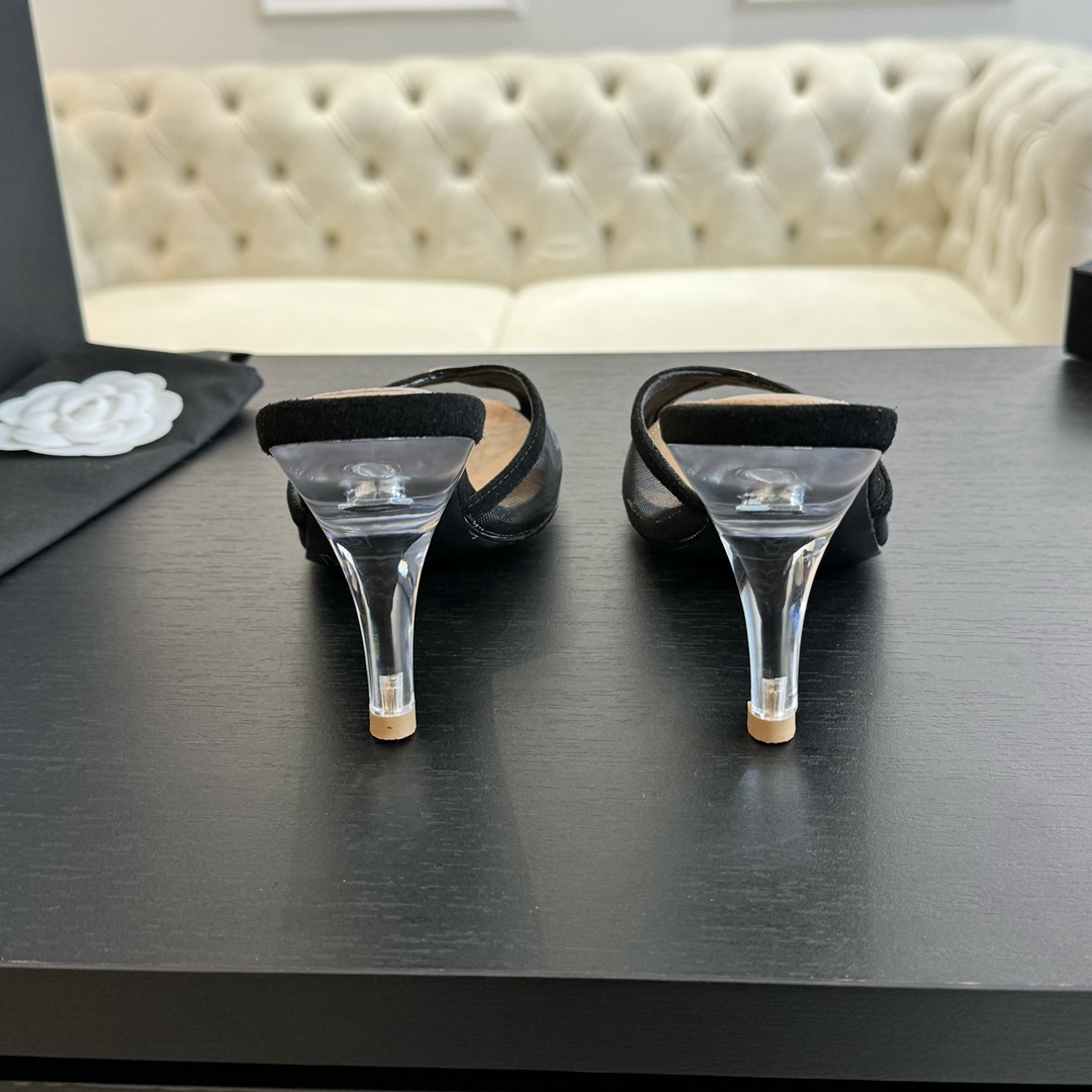 Chanel Leather high-heeled slippers