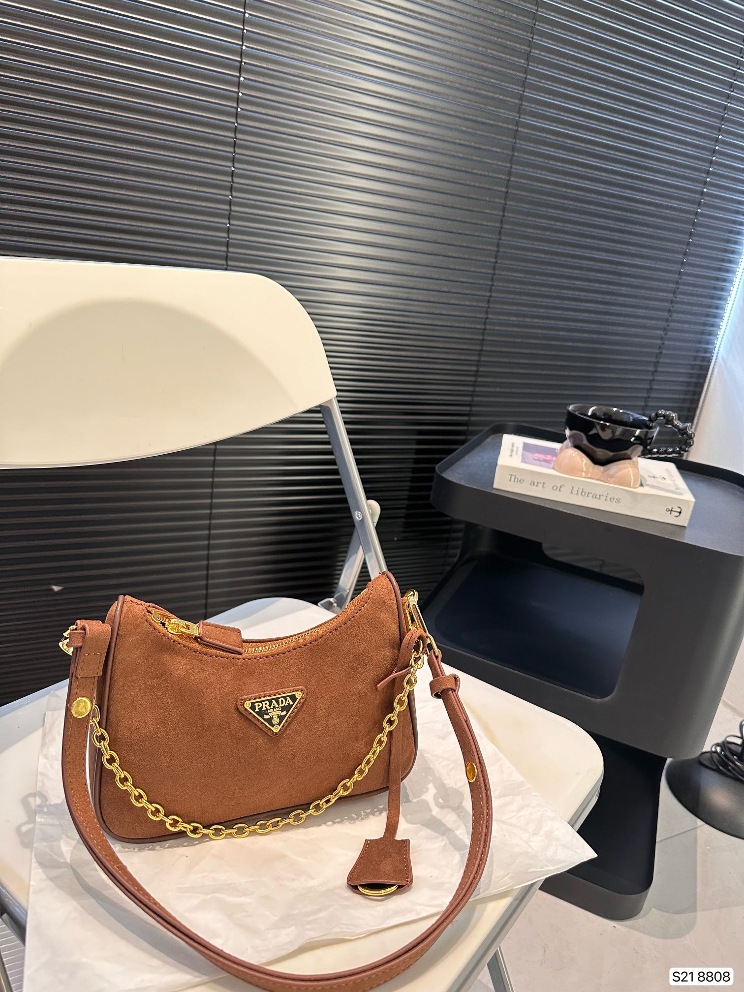 Prada hobo chain bag suede crossbody bag