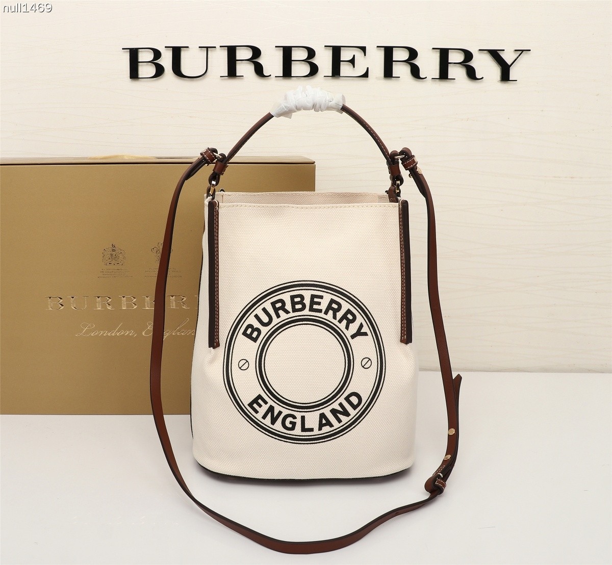 Burberry equestrian-style cotton canvas bucket bag
