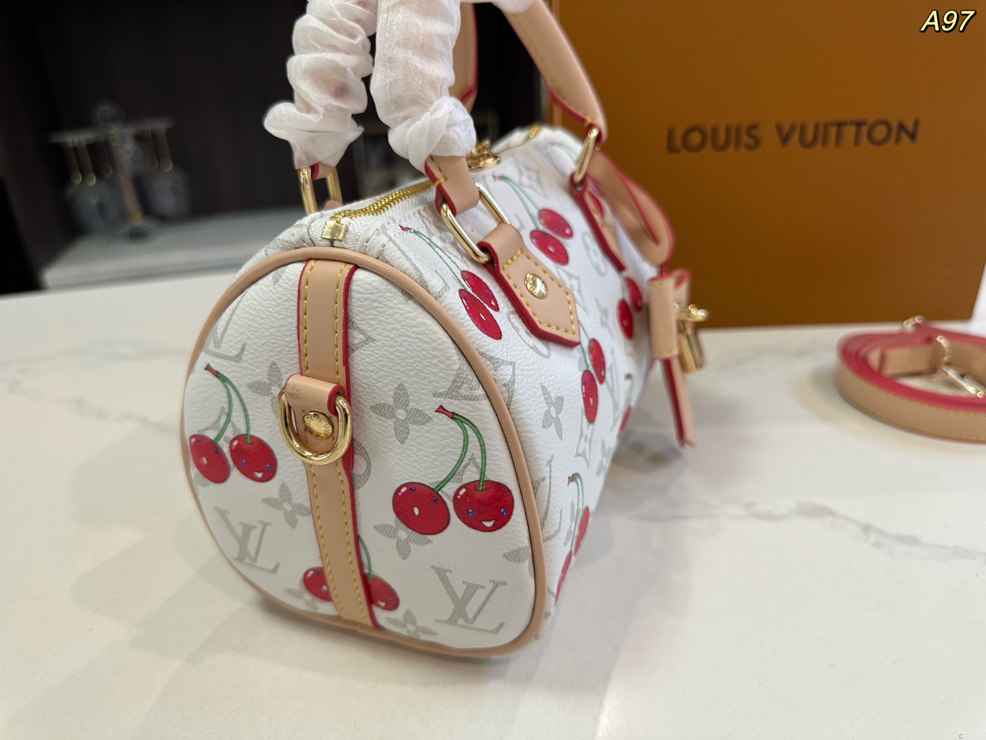 LV speedy Boston cherry series pillow bag