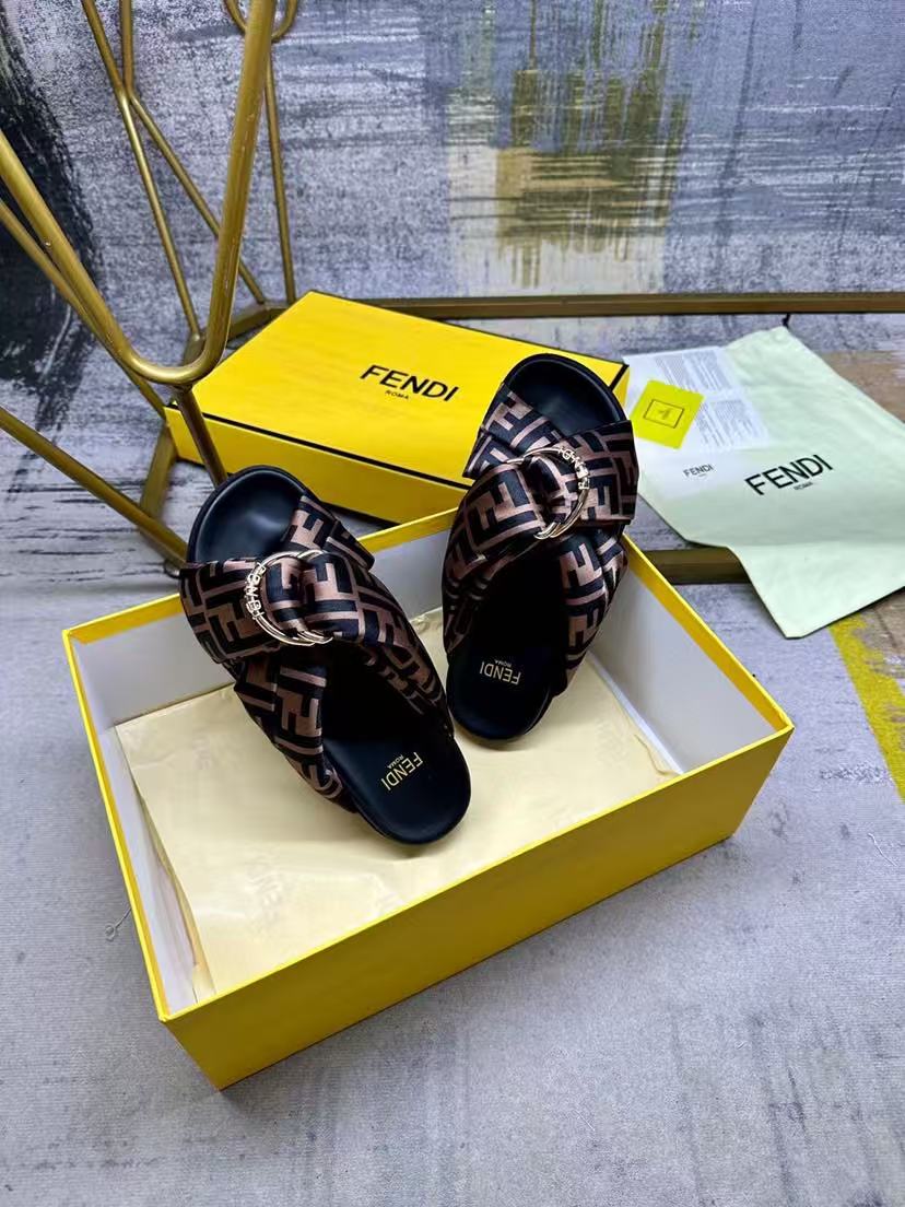 Fendi silk slippers
