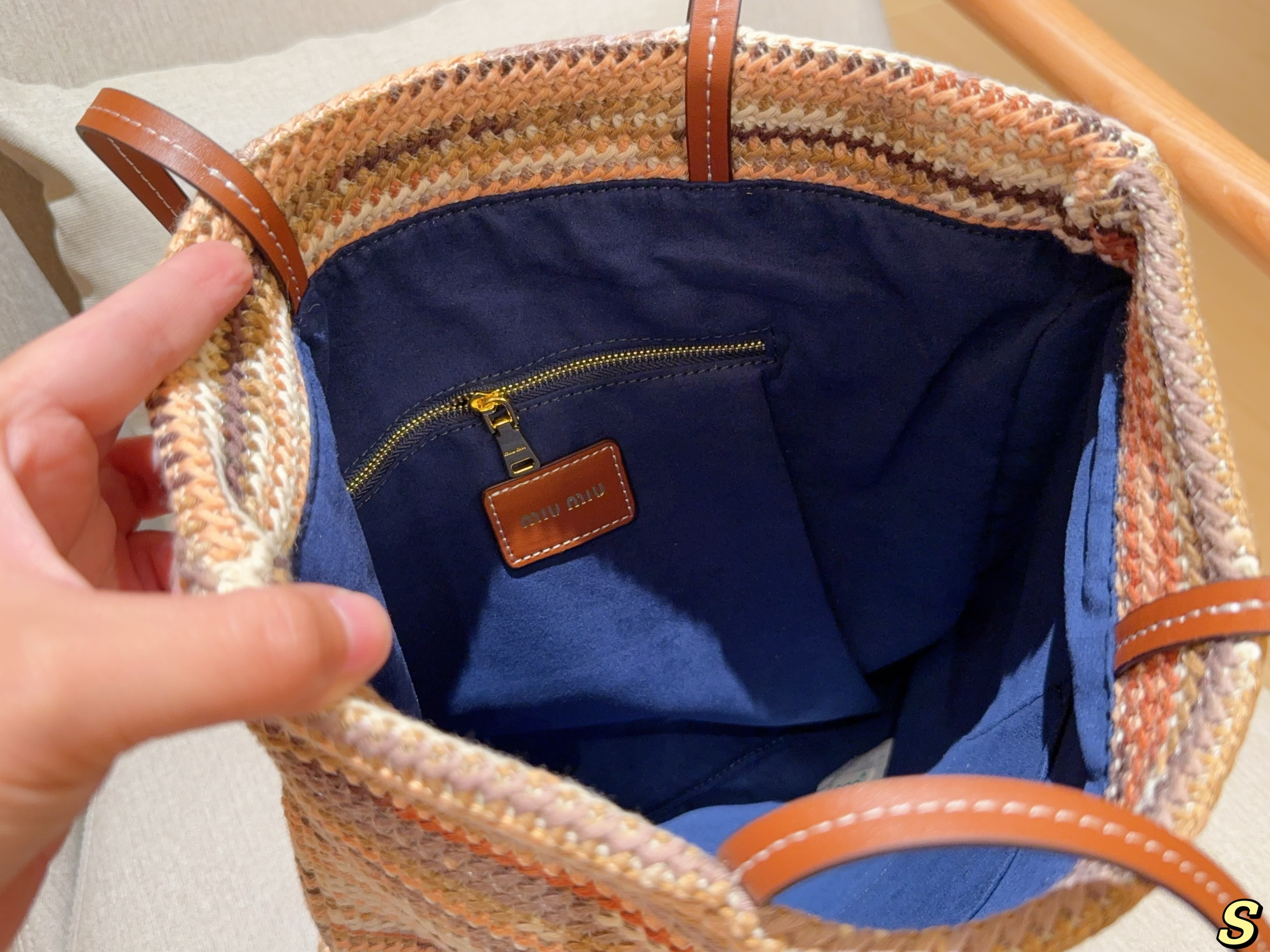 Miumiu striped tote bag