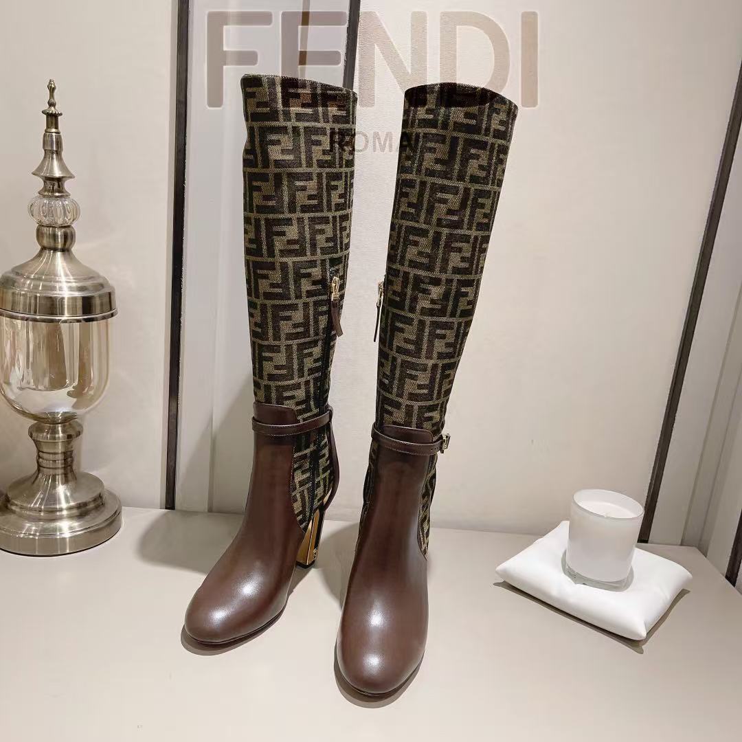 Fendi Delfina leather high-heeled boots