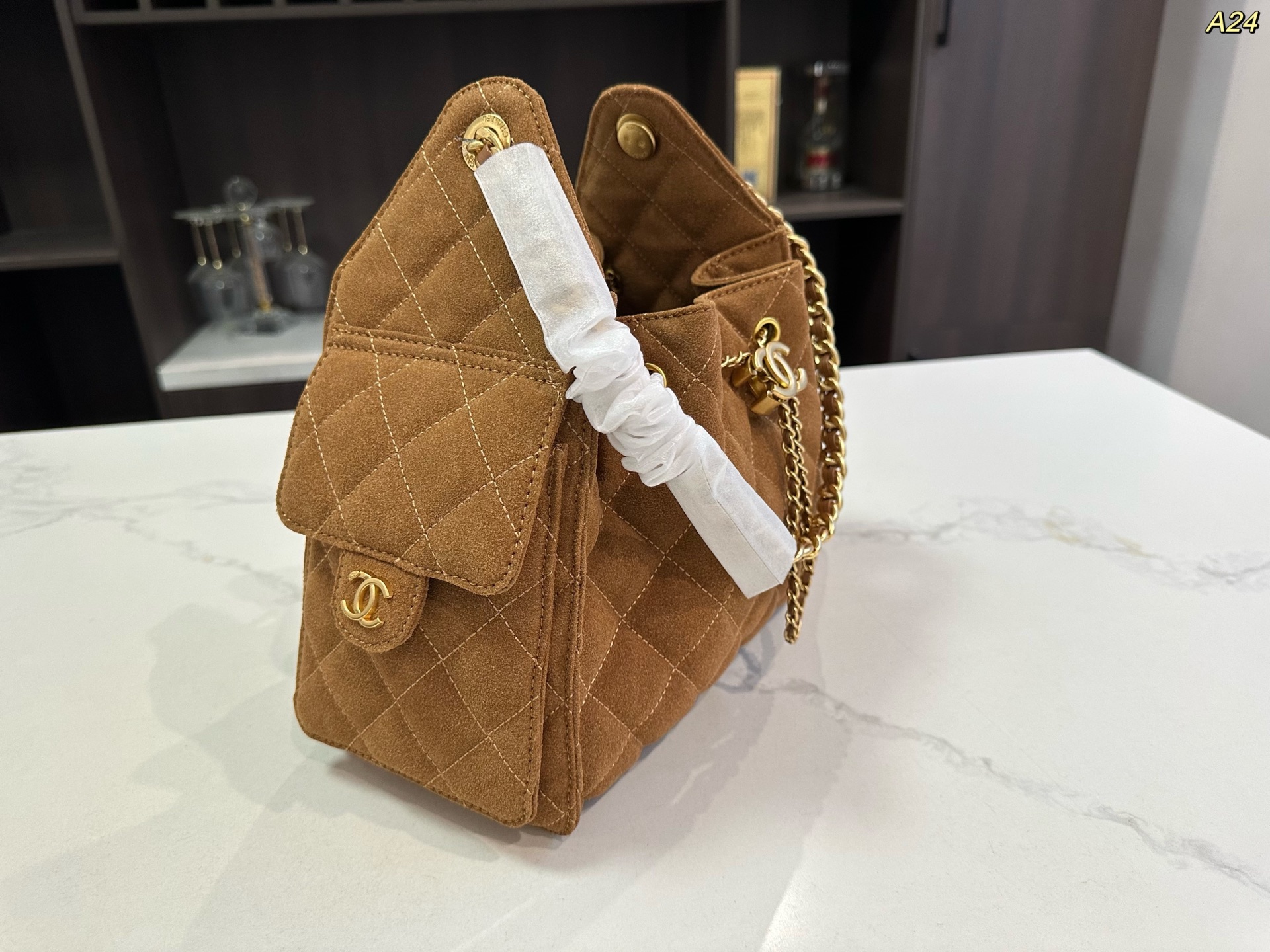 Chanel Deerhide Bucket Hobo Bag Deerhide Shoulder Crossbody Bag