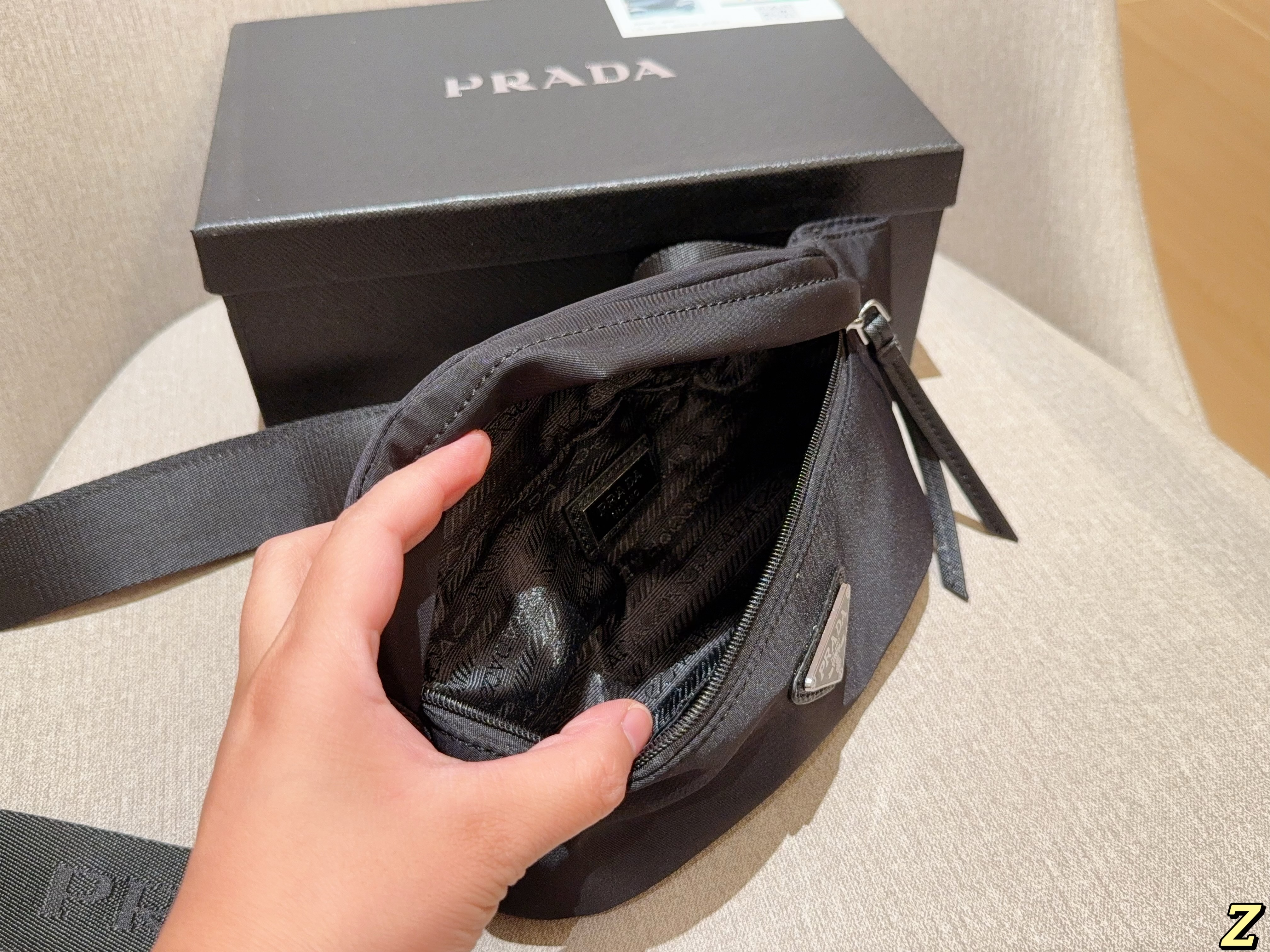 Prada nylon waterproof fabric crossbody waist bag