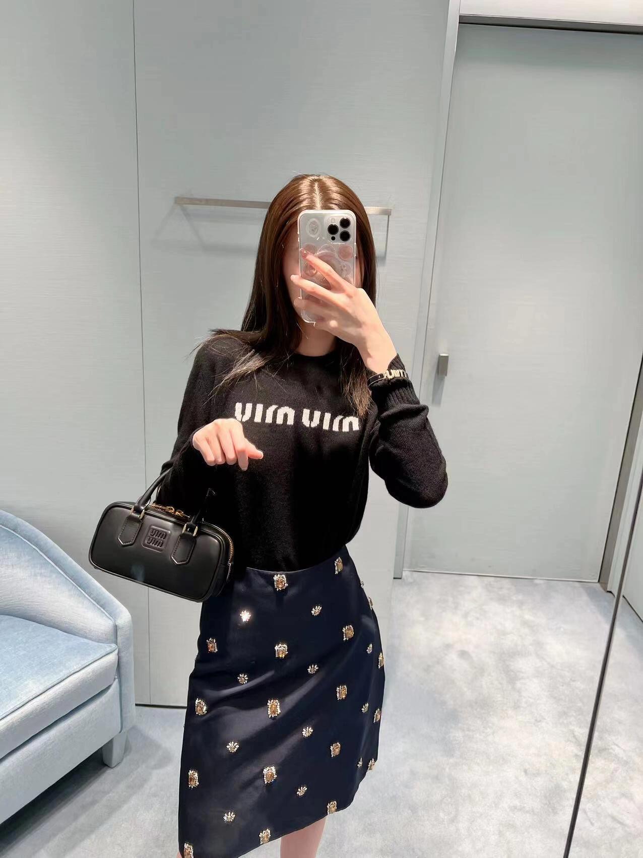 MiuMiu Classic Embroidered Cashmere Sweater Knitwear