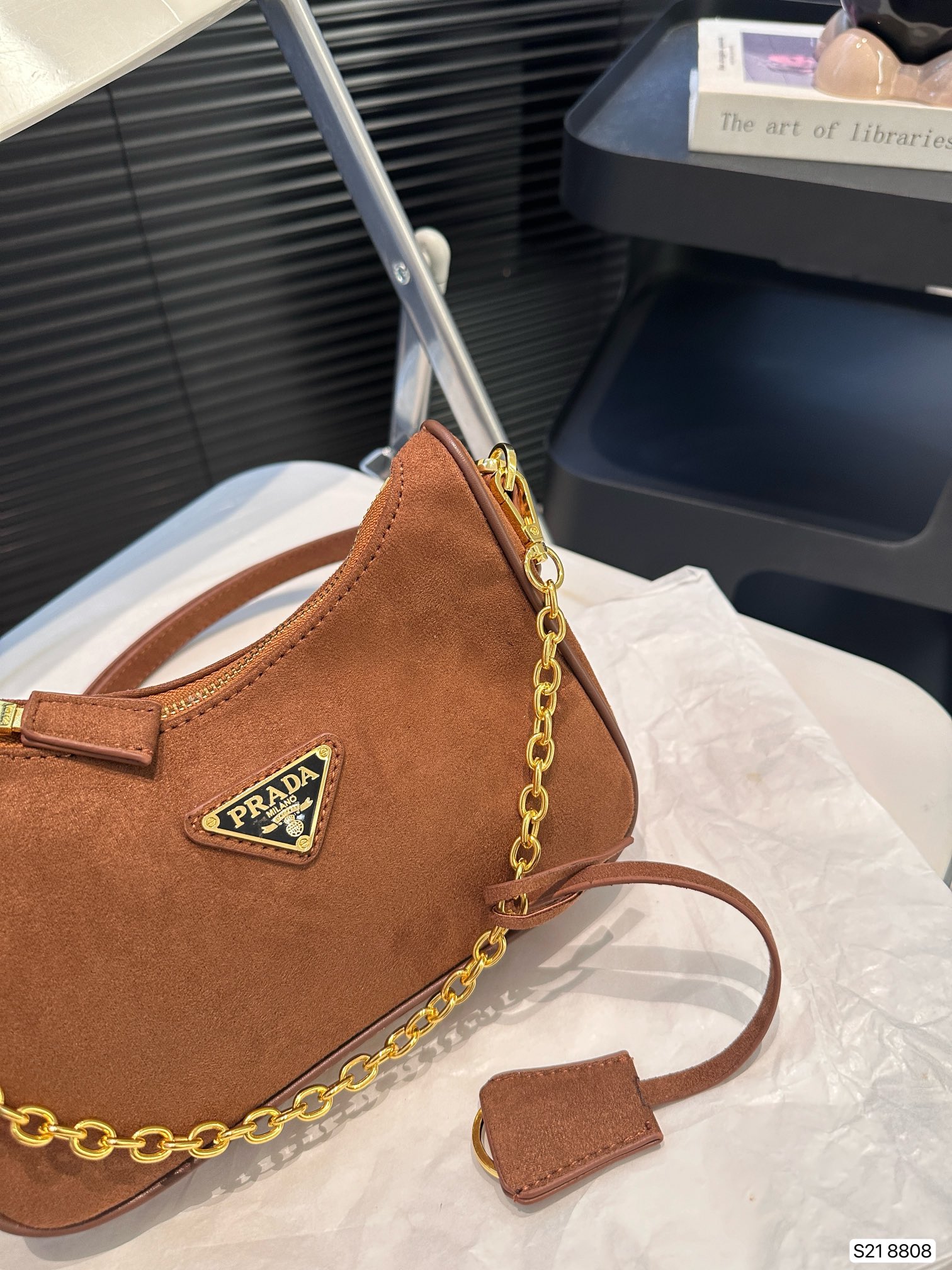 Prada hobo chain bag suede crossbody bag