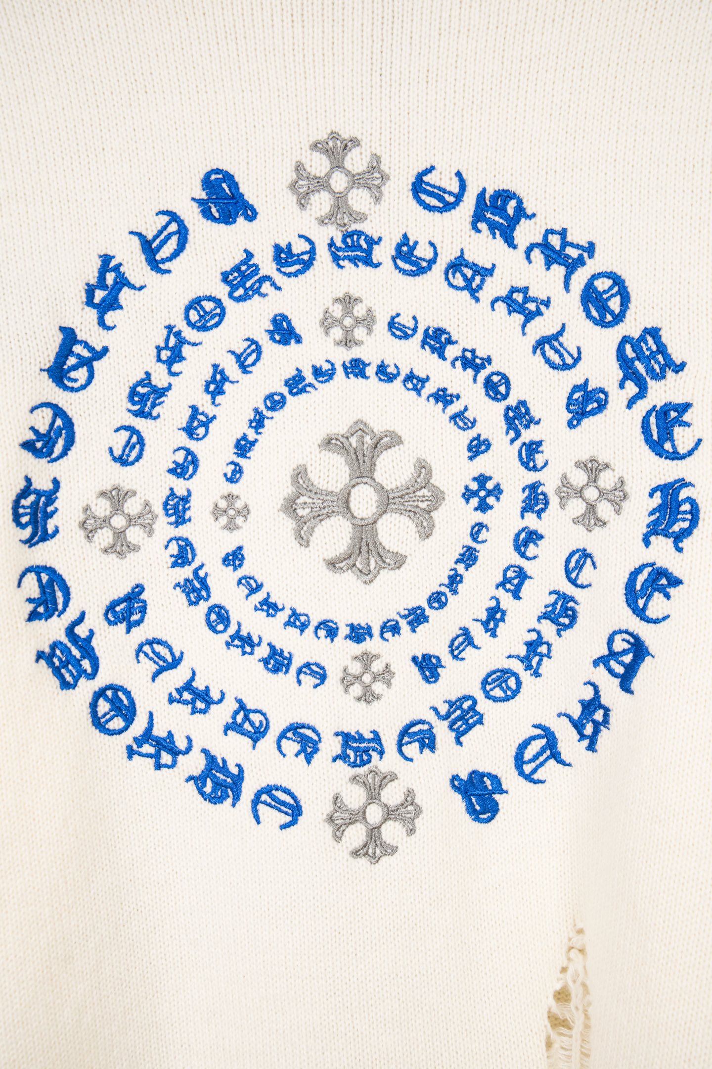 Chrome Hearts CH Embroidered holey knitted sweater pullover