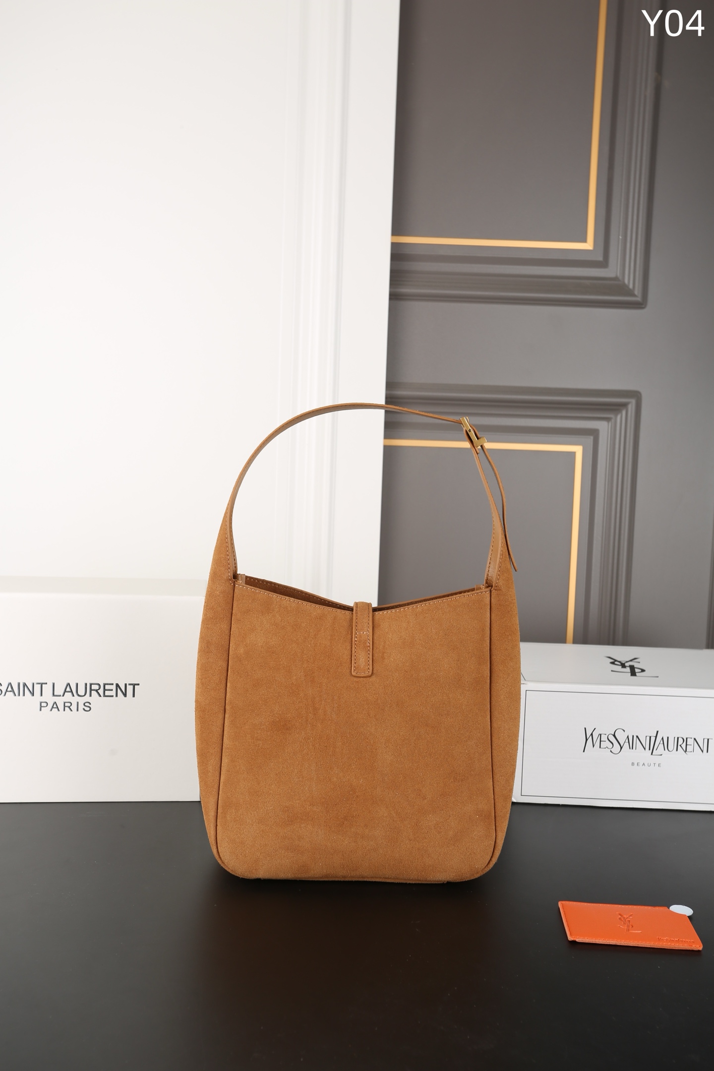 YSL LE5A7 Deerhide Shoulder Underarm Bucket Bag