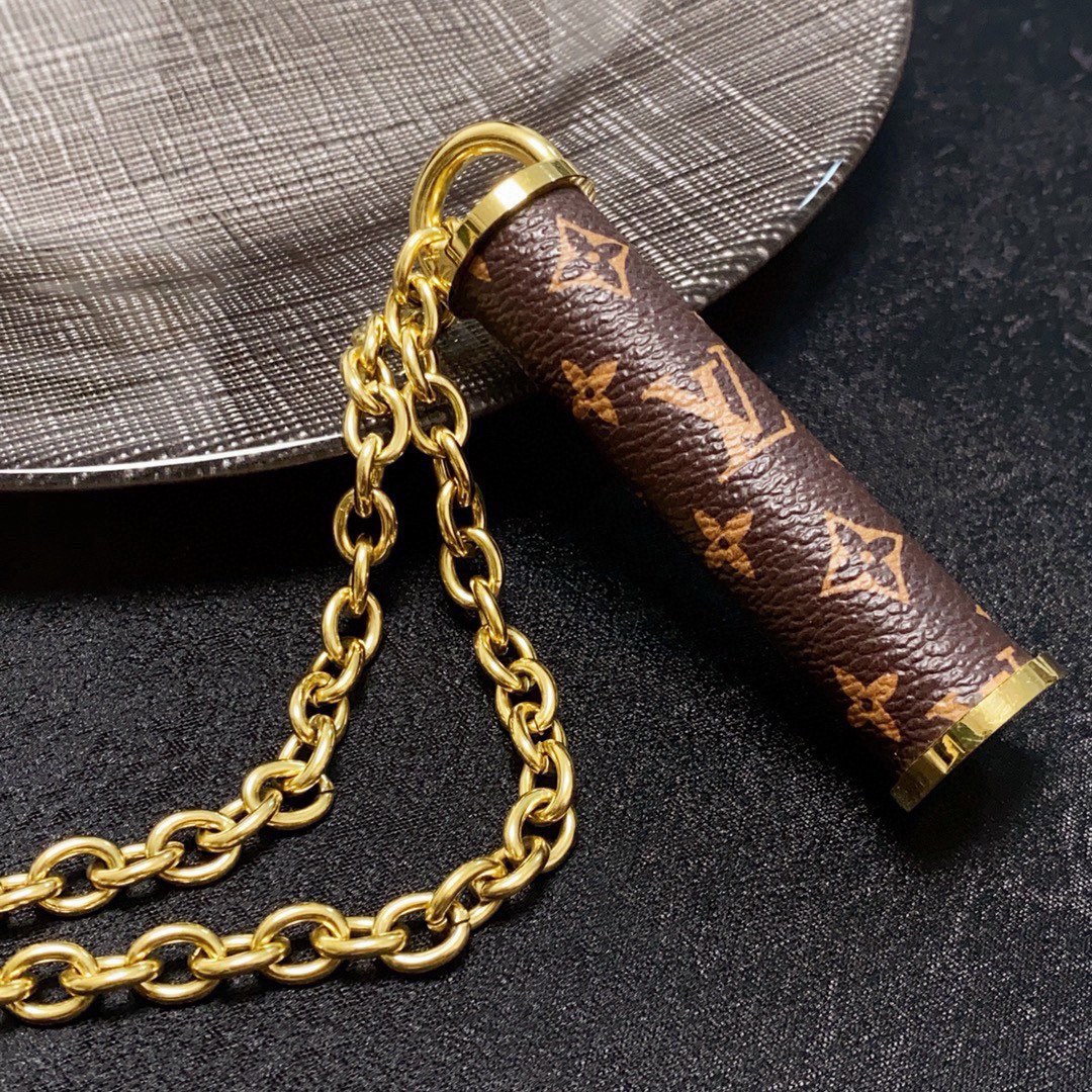 Louis Vuitton bucket leather long necklace