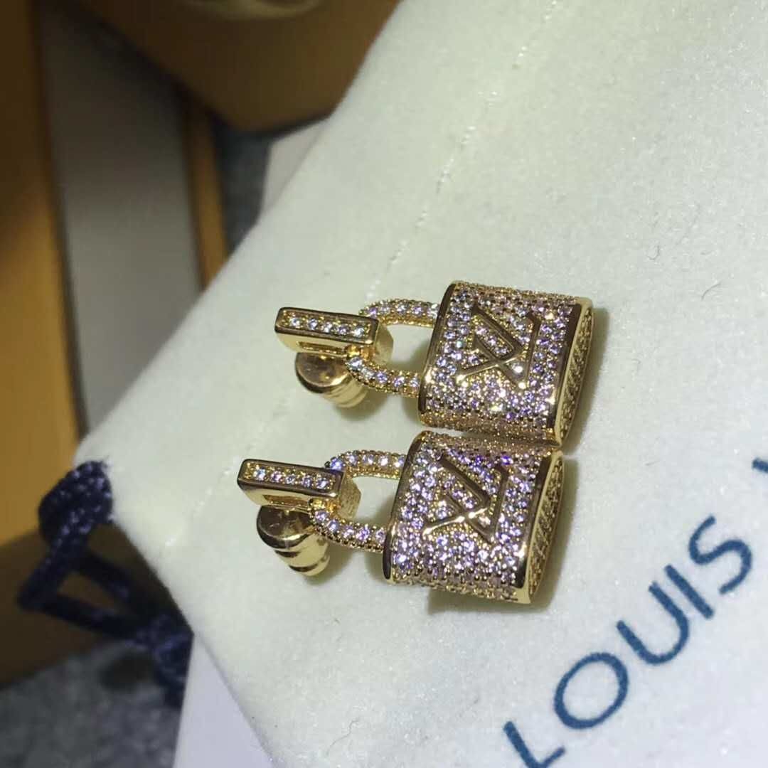 LV gold lock earrings