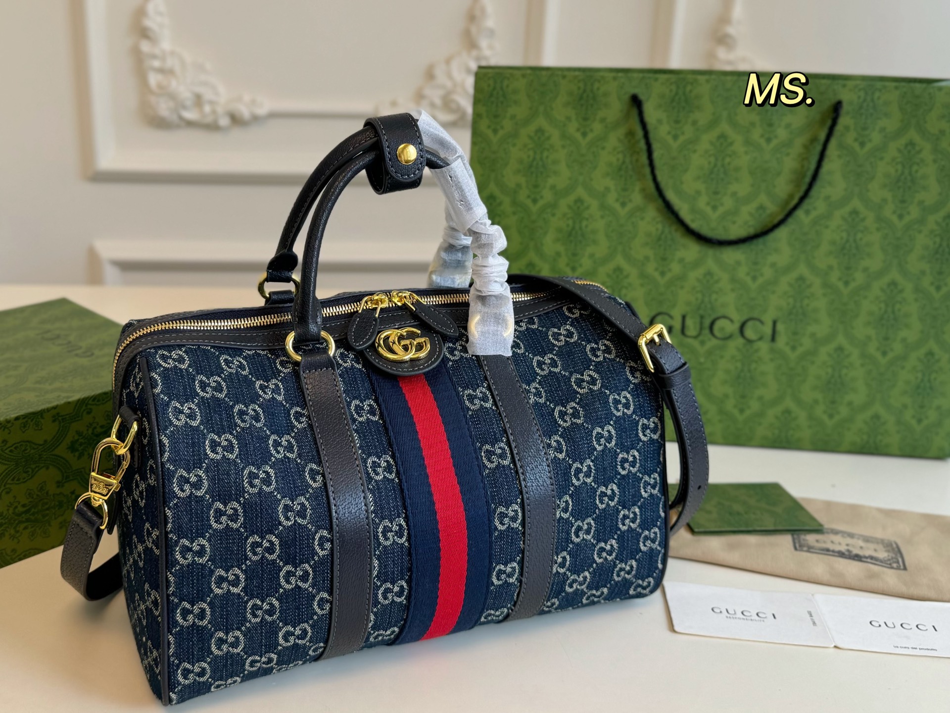 Gucci Denim Boston Pillow Bag