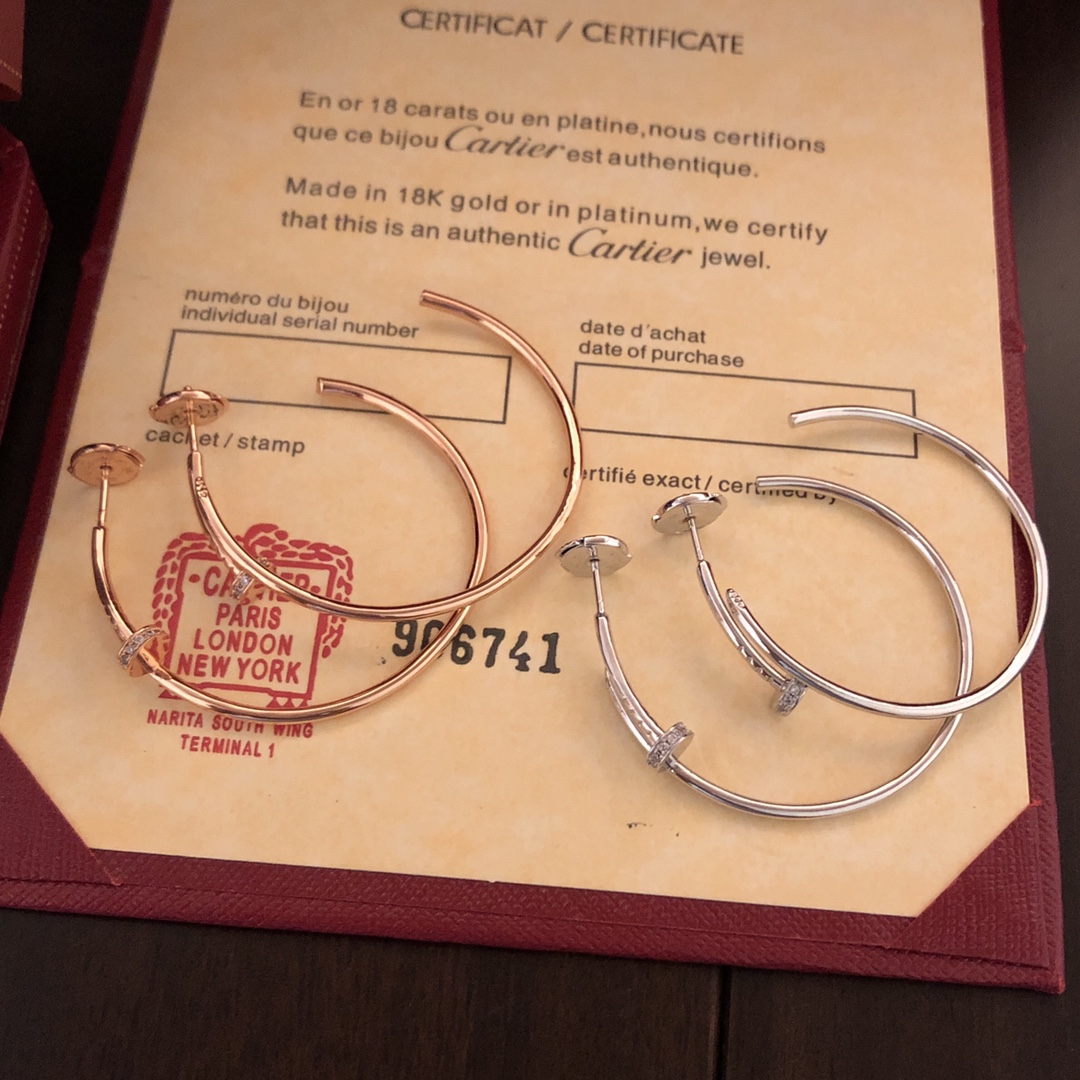 Cartier half diamond nail earrings Juste un clou series jewelry