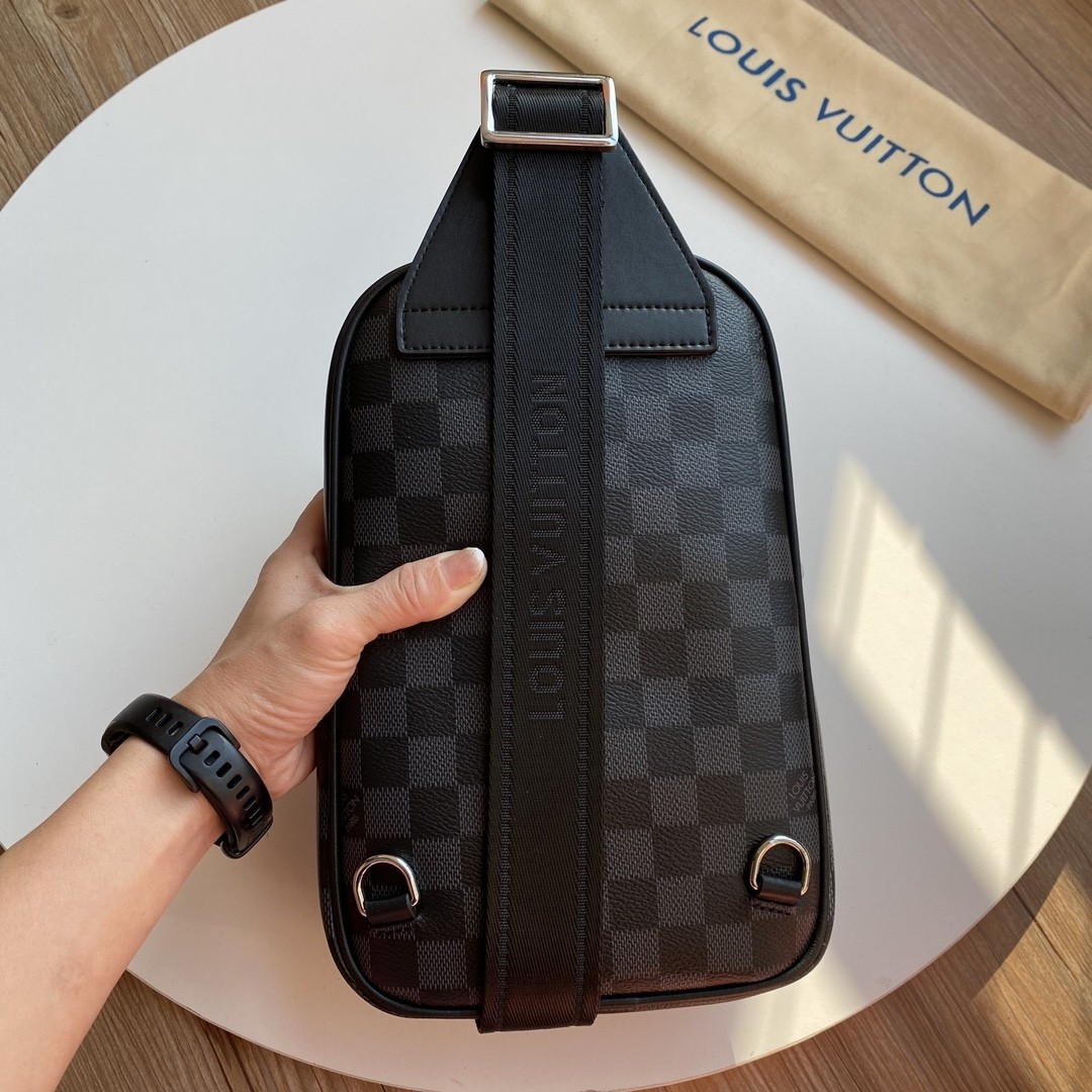 Top version LV monogram shoulder Backpack genuine leather men's bag