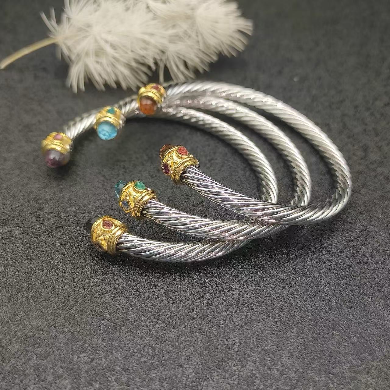 David Yurman 5MM gold head diamond bracelet