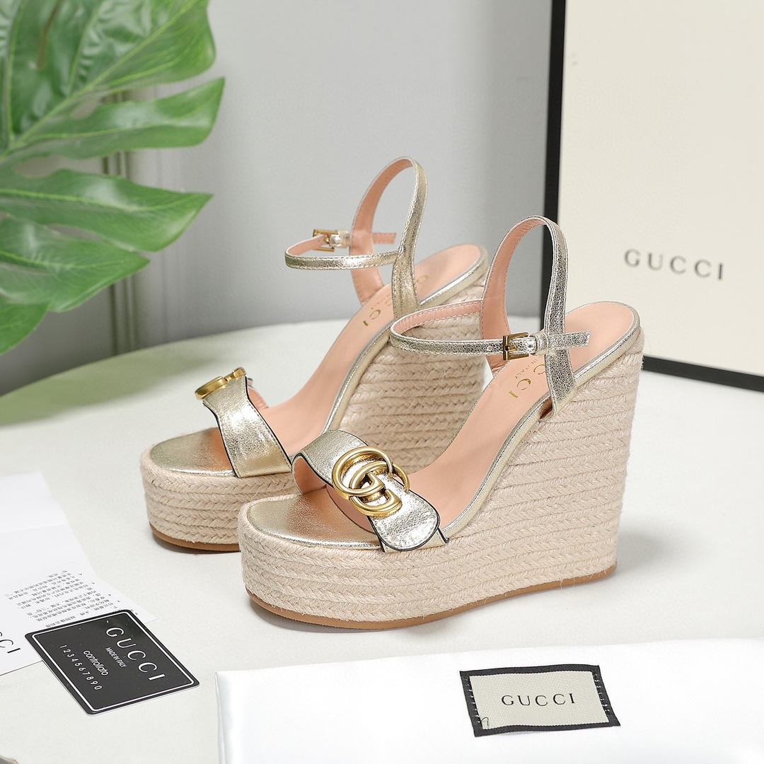 High quality Gucci Pegged-toe platform sandals shoes