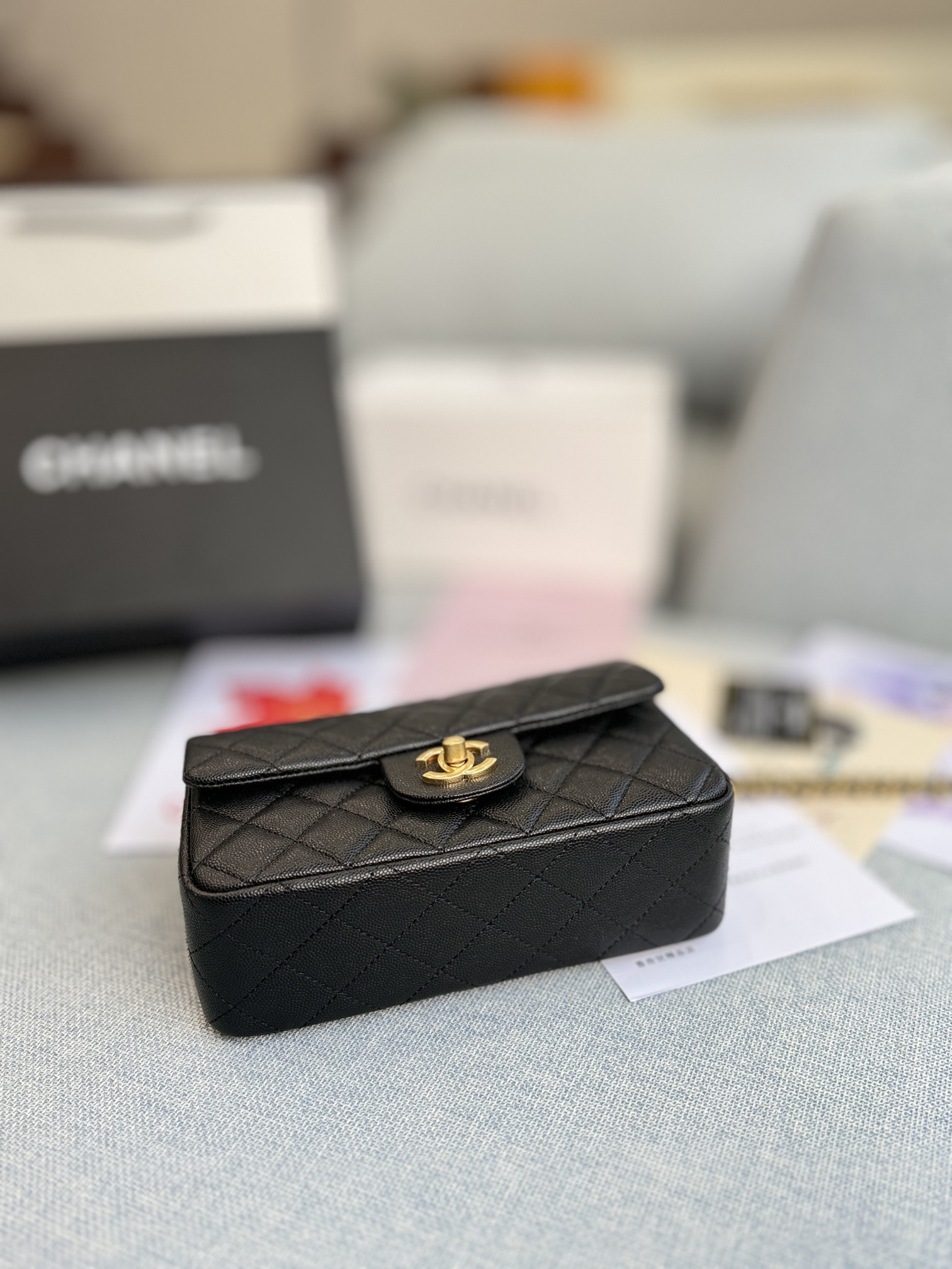 Chanel Classic Flap CF Chain Bag Handbag Shoulder Bag Crossbody Bag (Caviar)