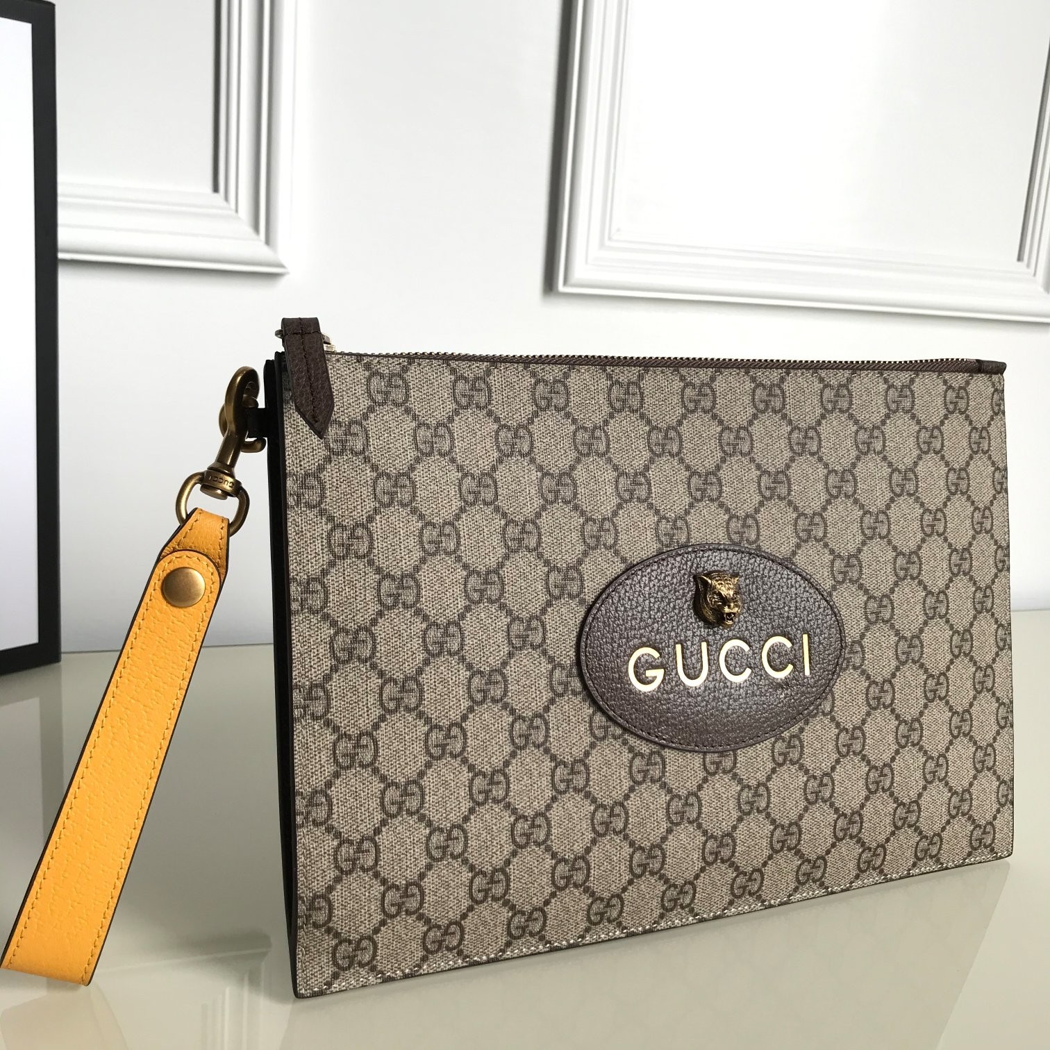 Gucci Tiger-head printed handbag
