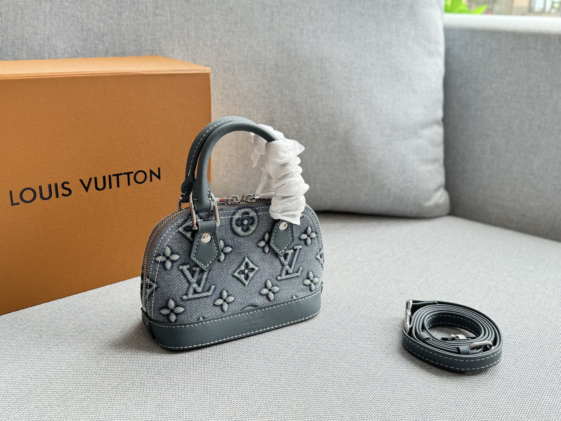 LV Alma BB Denim Shell Bag
