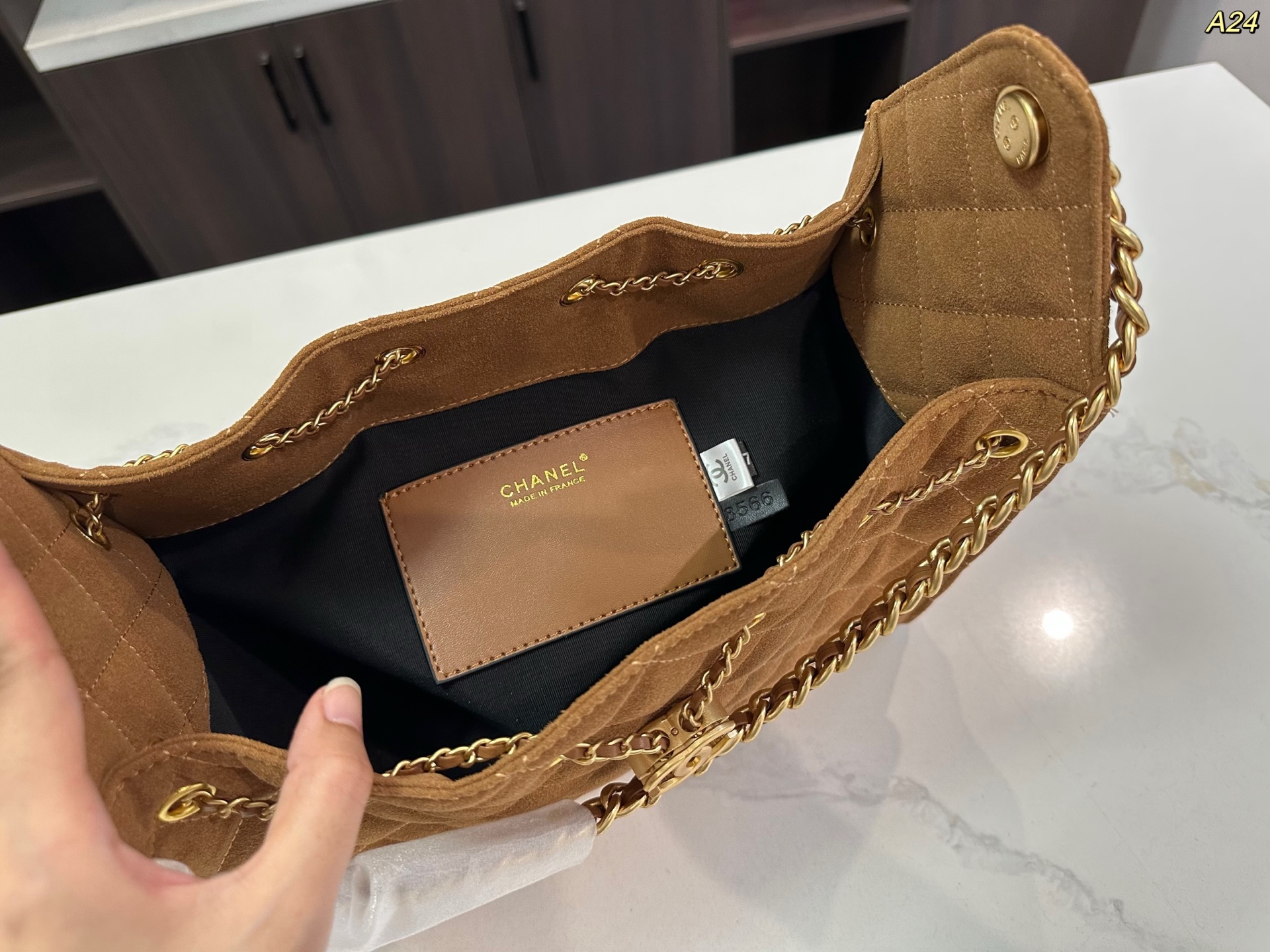 Chanel Deerhide Bucket Hobo Bag Deerhide Shoulder Crossbody Bag