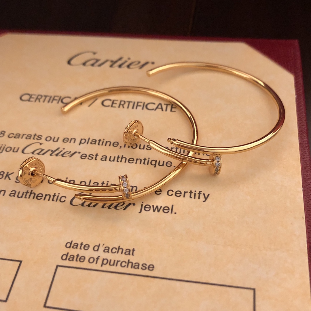 Cartier half diamond nail earrings Juste un clou series jewelry