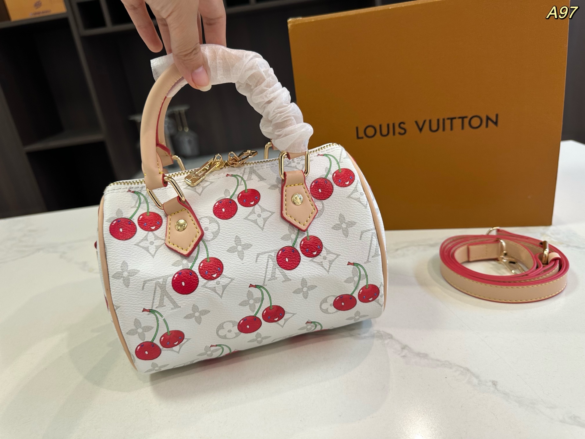 LV speedy Boston cherry series pillow bag