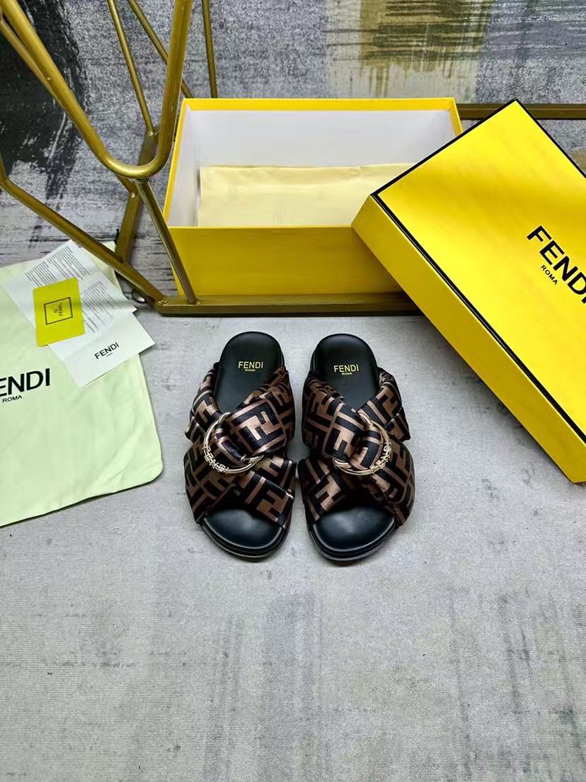 Fendi silk slippers