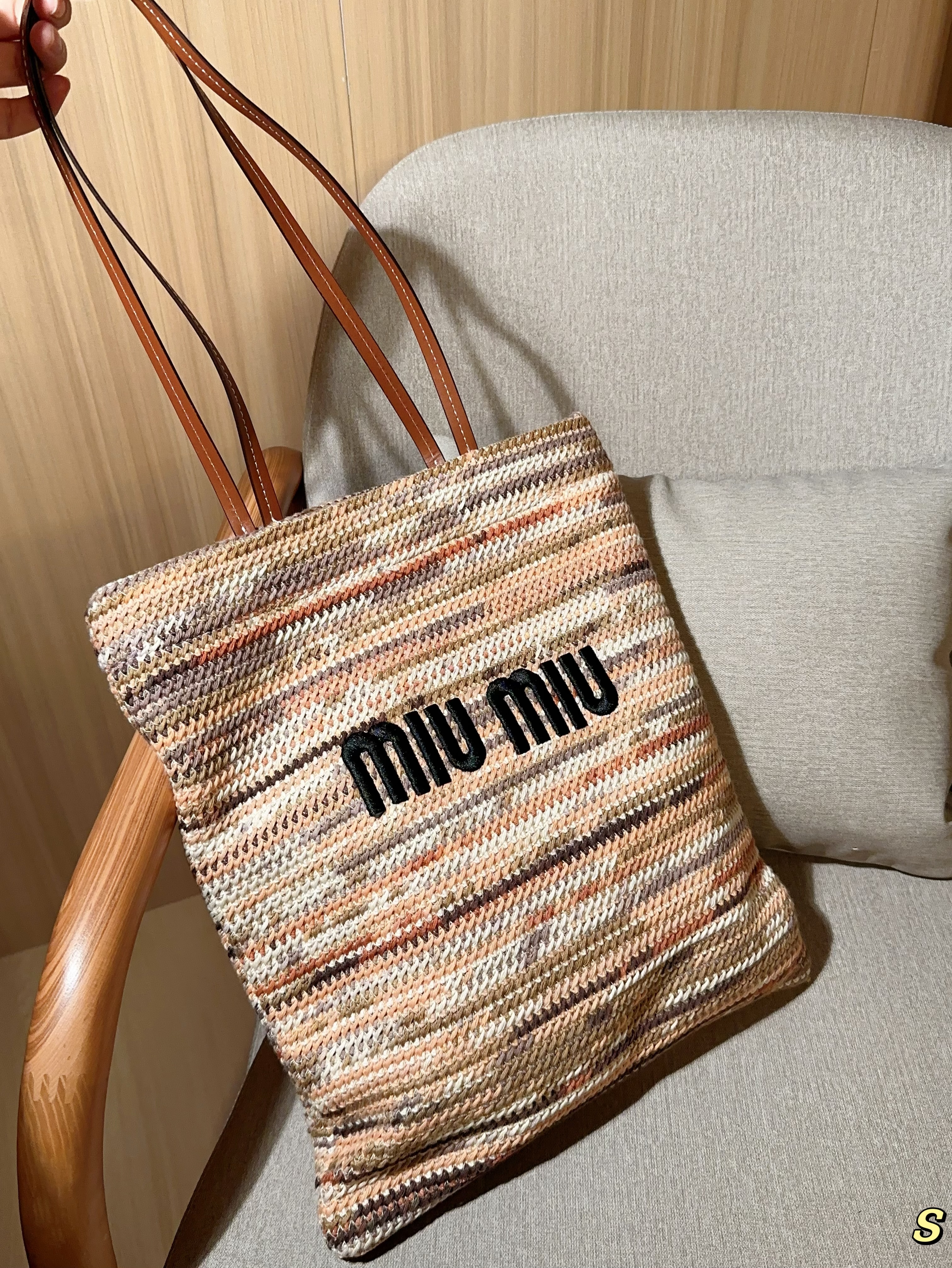 Miumiu striped tote bag