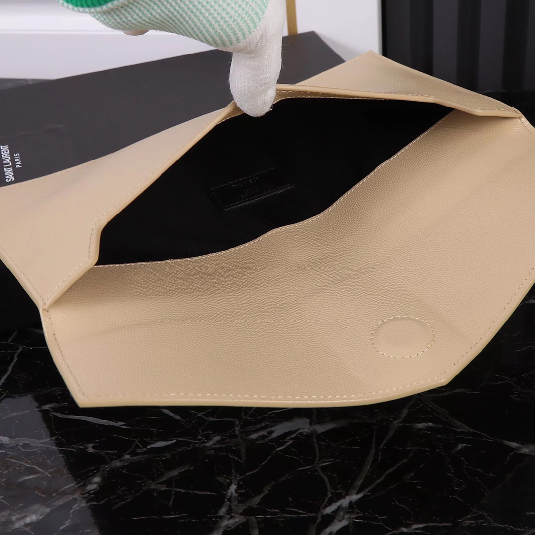 YSL Uptown Clutch Classic metal logo bag