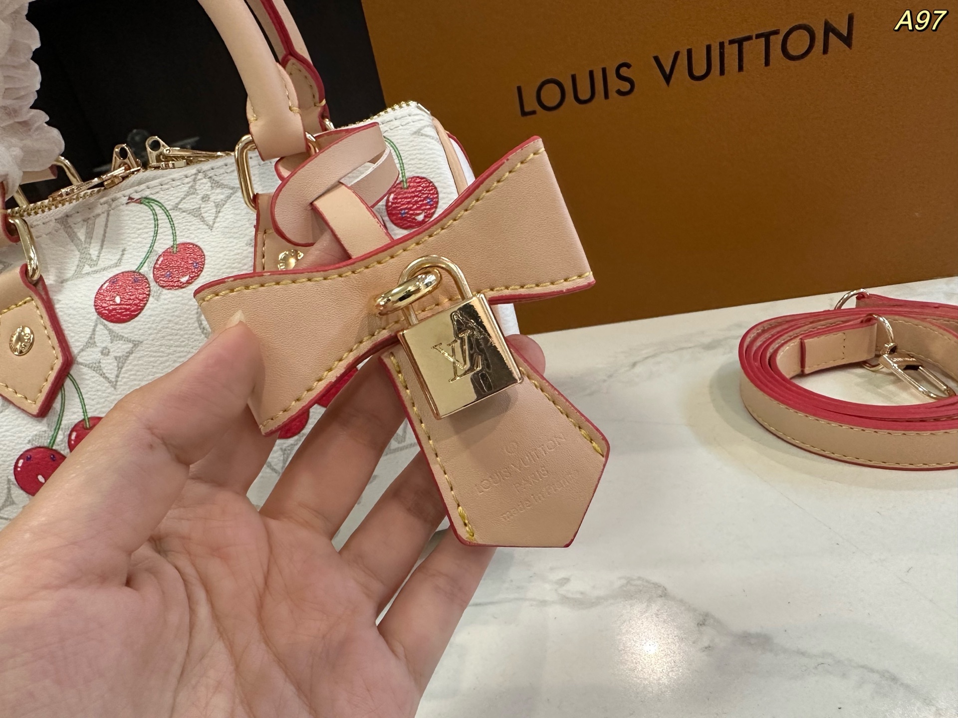 LV speedy Boston cherry series pillow bag