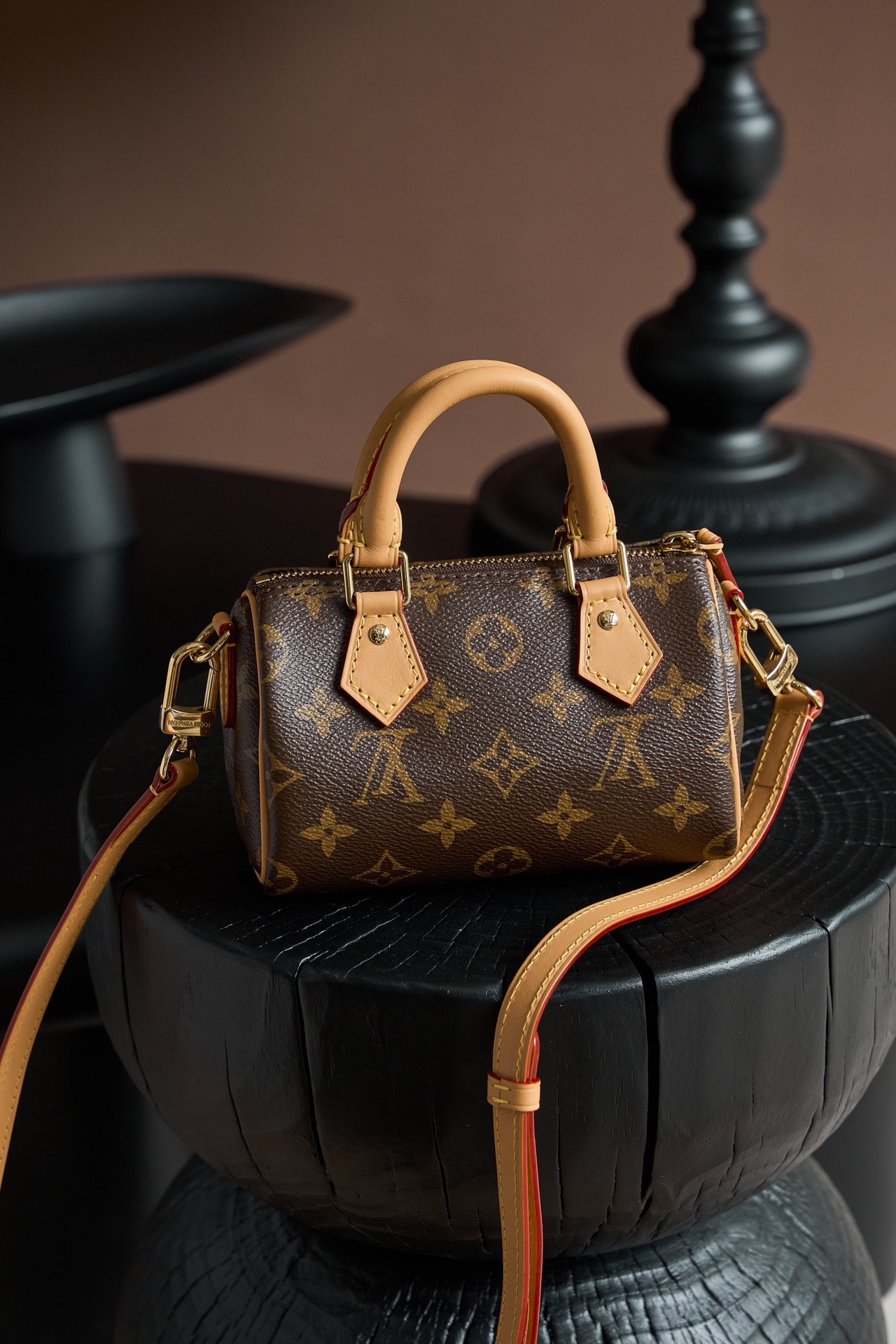 Top version LV nano speedy monogram shoulder bag