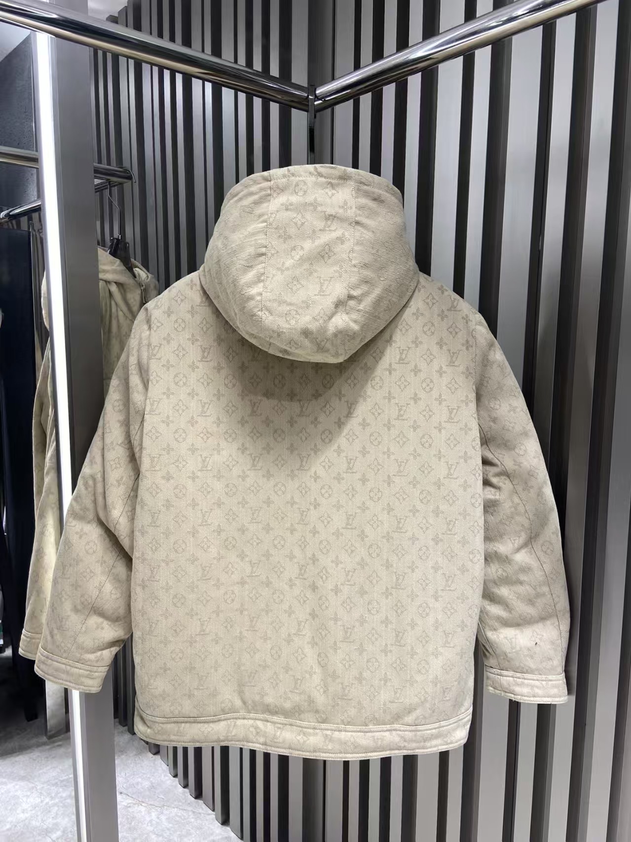 LV monogram logo denim down jacket