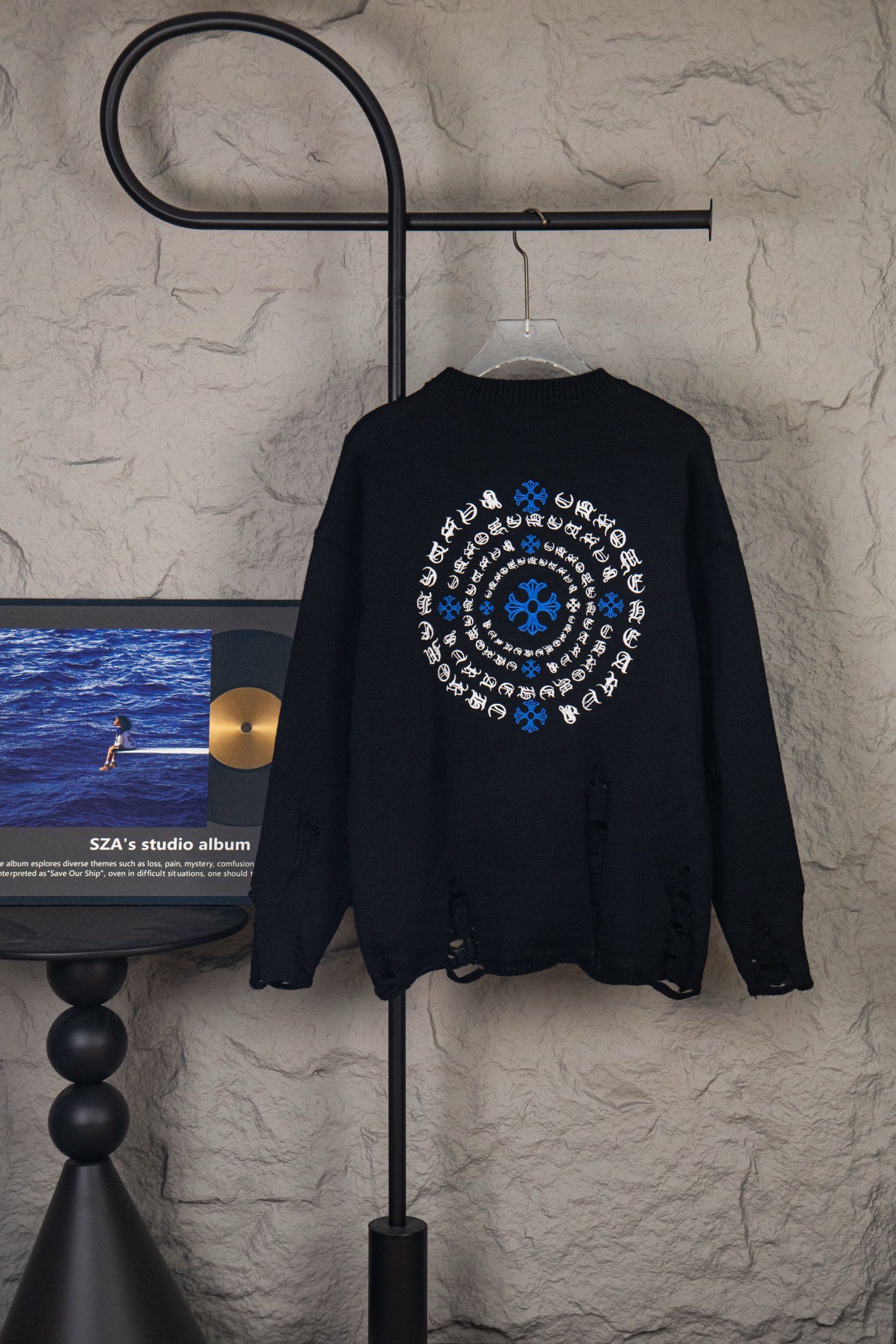 Chrome Hearts CH Embroidered holey knitted sweater pullover